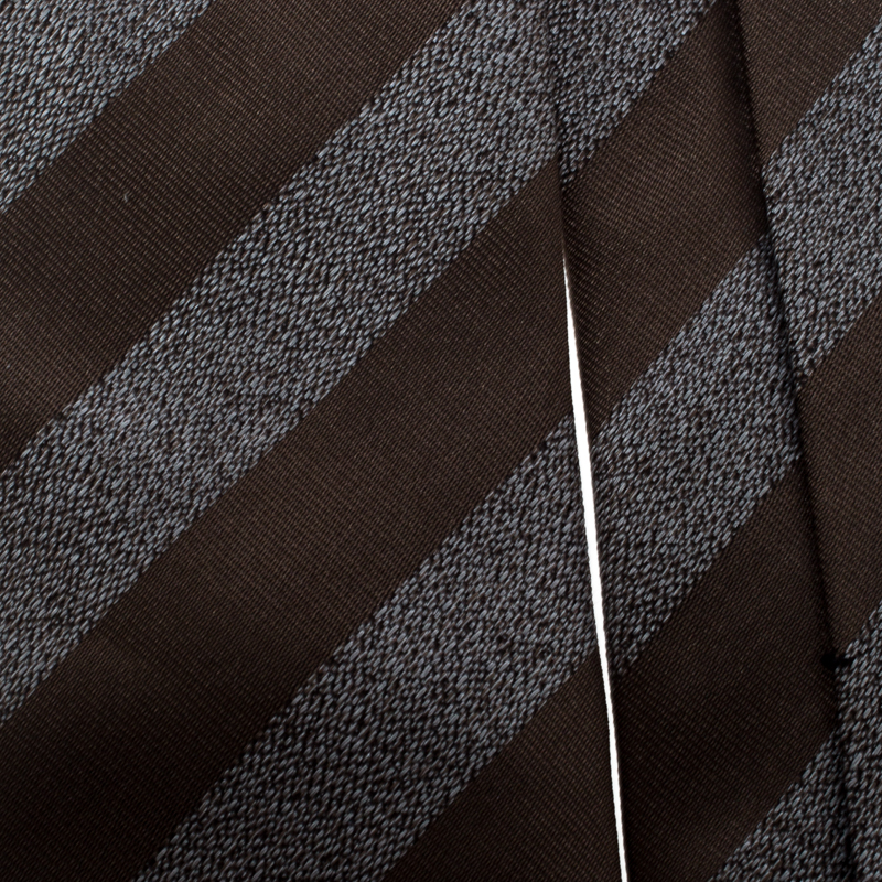 

Yves Saint Laurent Brown and Grey Diagonal Striped Silk Tie