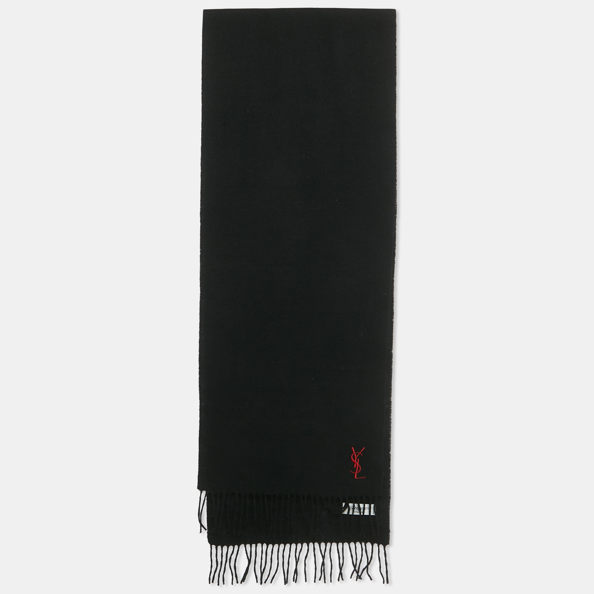 

Yves Saint Laurent Black Wool Fringed Muffler