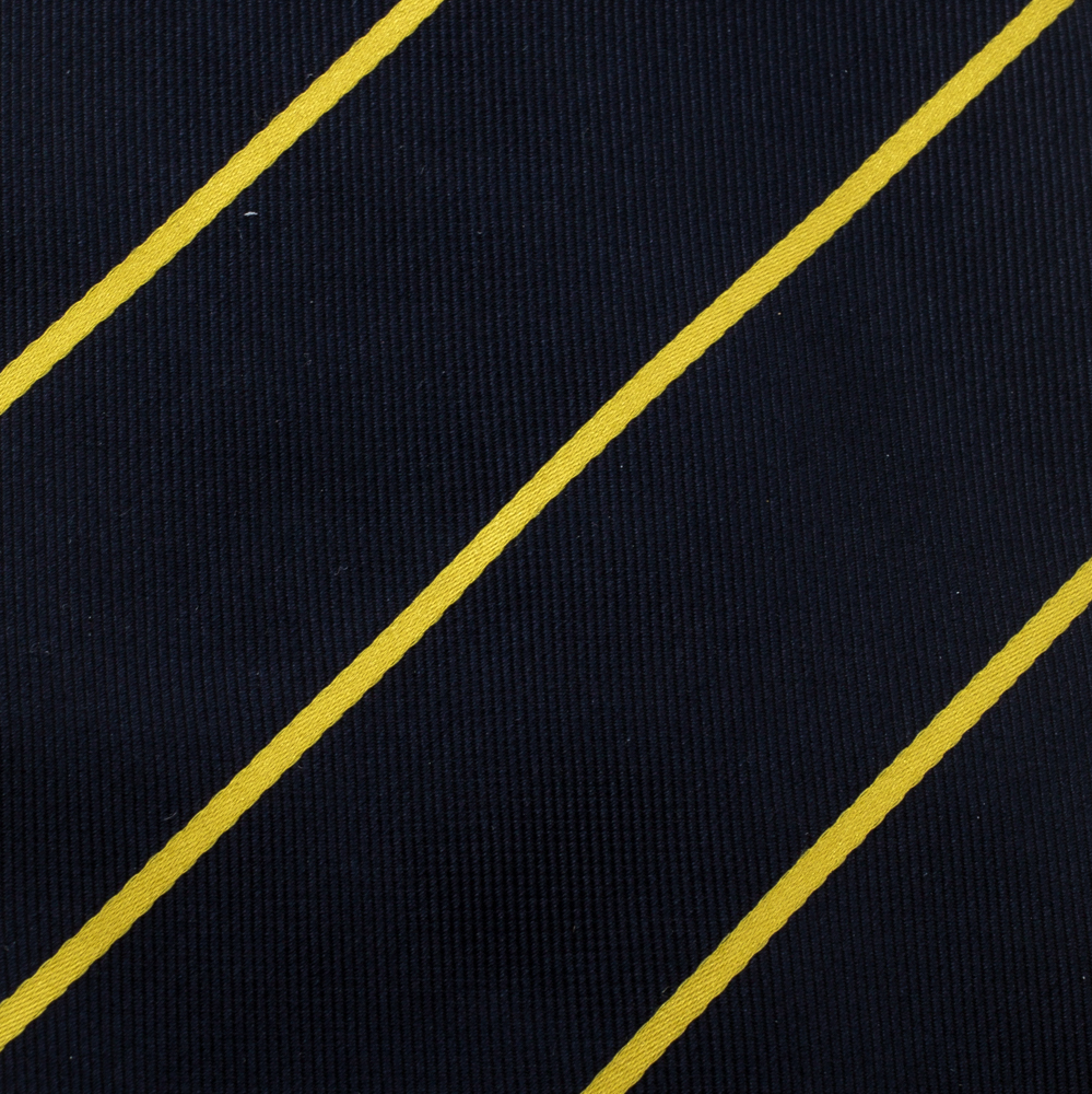 Pre-owned Saint Laurent Vintage Navy Blue And Yellow Striped Silk Tie
