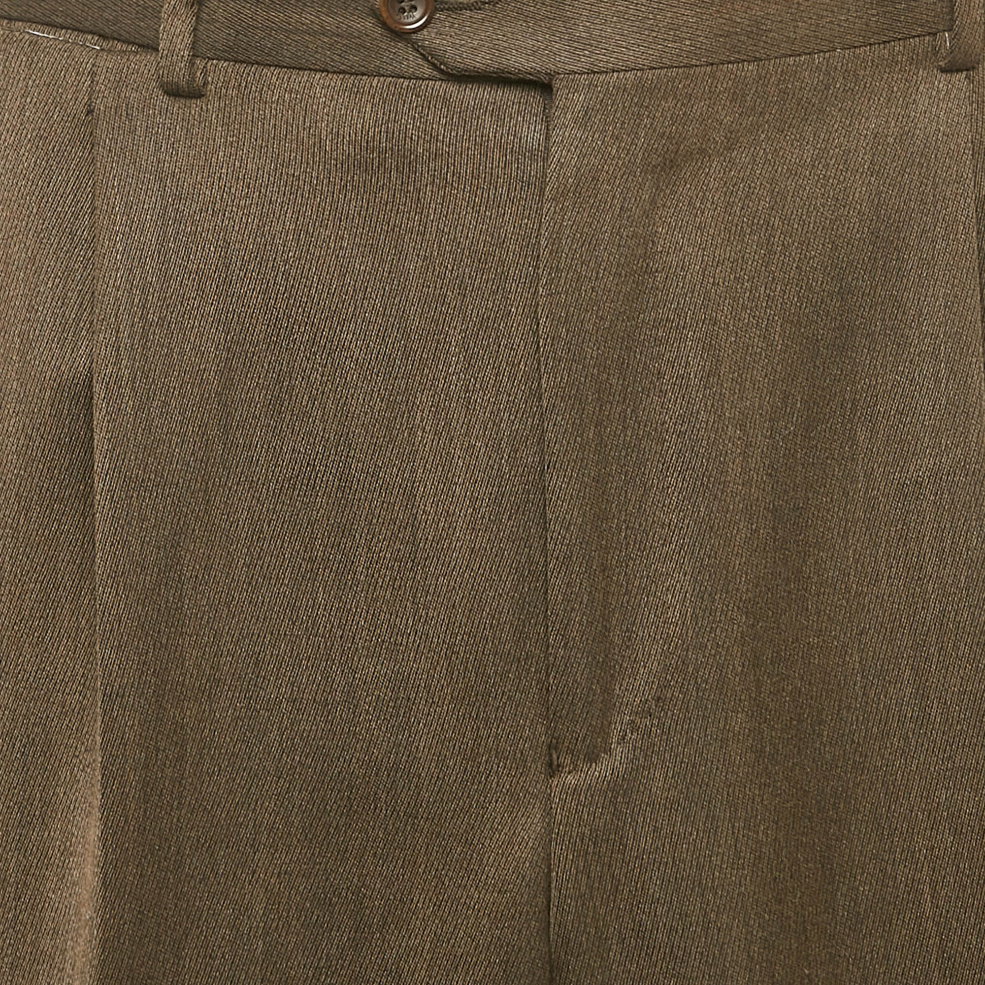 Yves Saint Laurent Vintage Khaki Green Wool Blend Trousers XL 