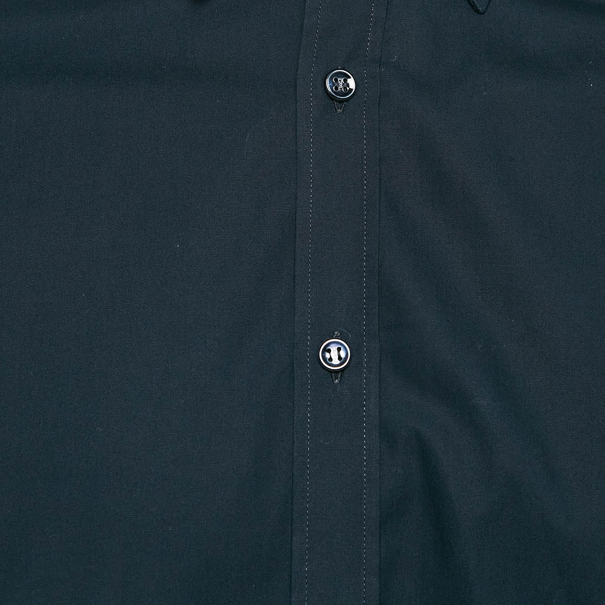 Yves Saint Laurent Blue Cotton Long Sleeve Shirt L 