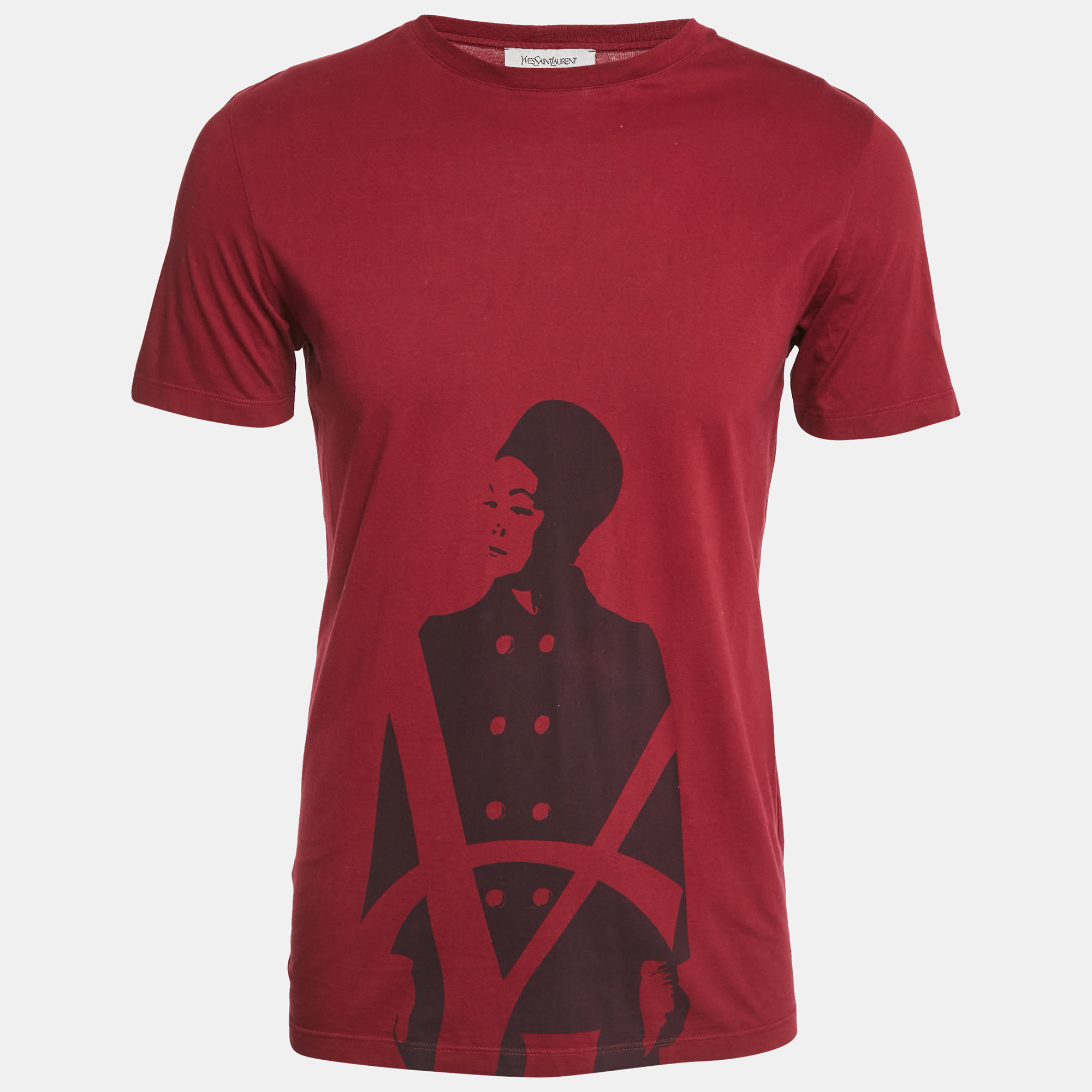 

Yves Saint Laurent Vintage Red Printed Cotton Crew Neck T-Shirt S