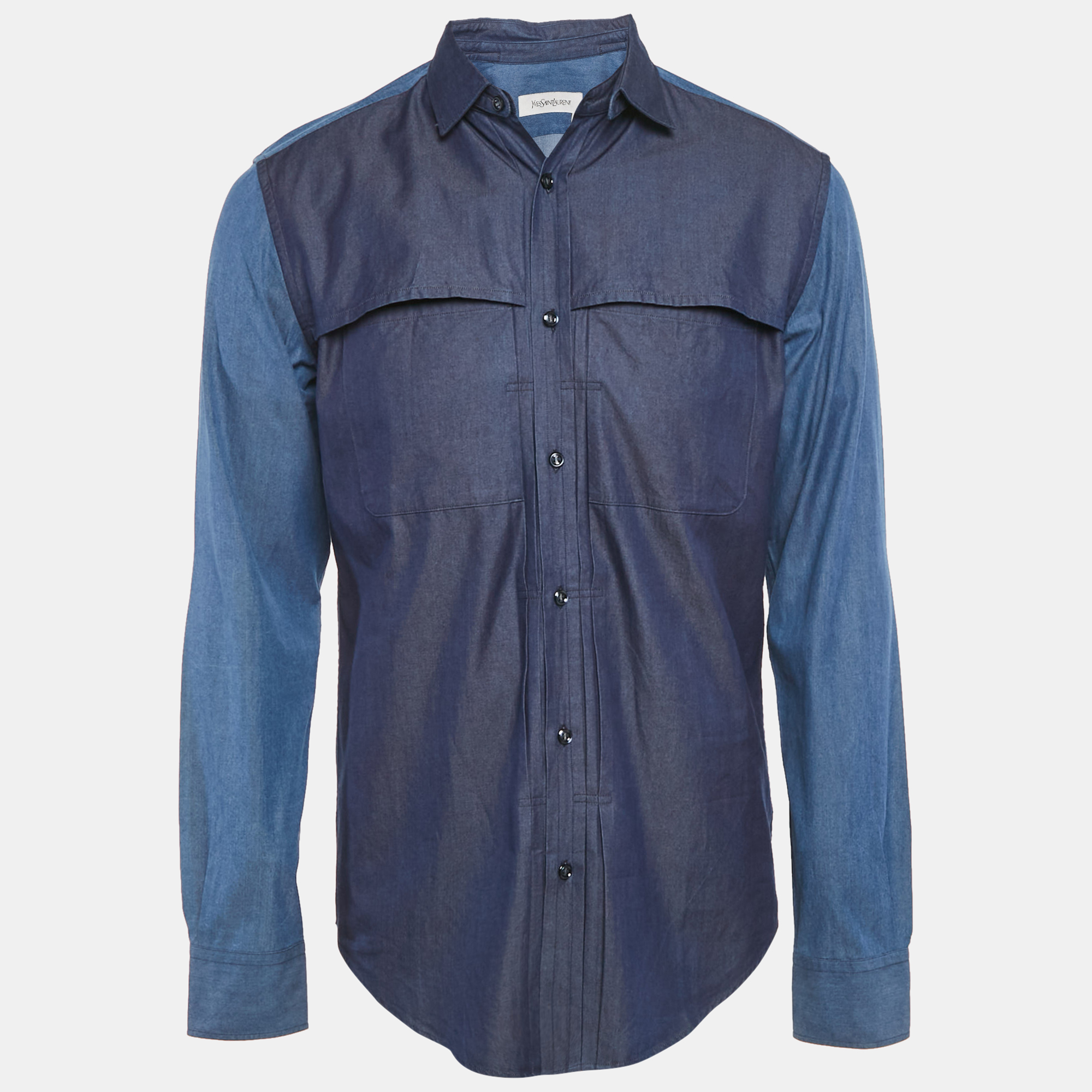 Pre-owned Saint Laurent Blue Denim Button Front Shirt M