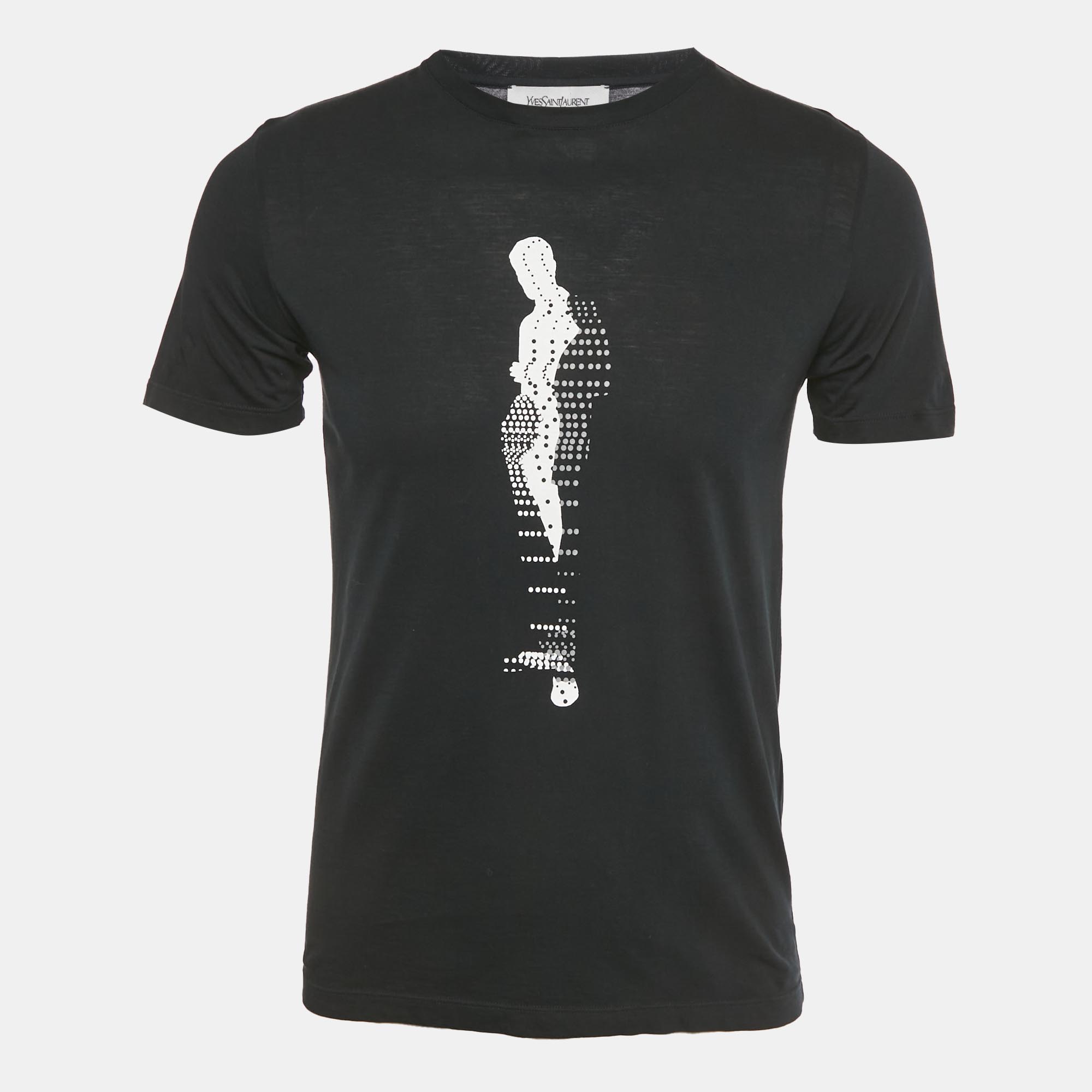 

Saint Laurent Paris Black Printed Jersey T-Shirt S