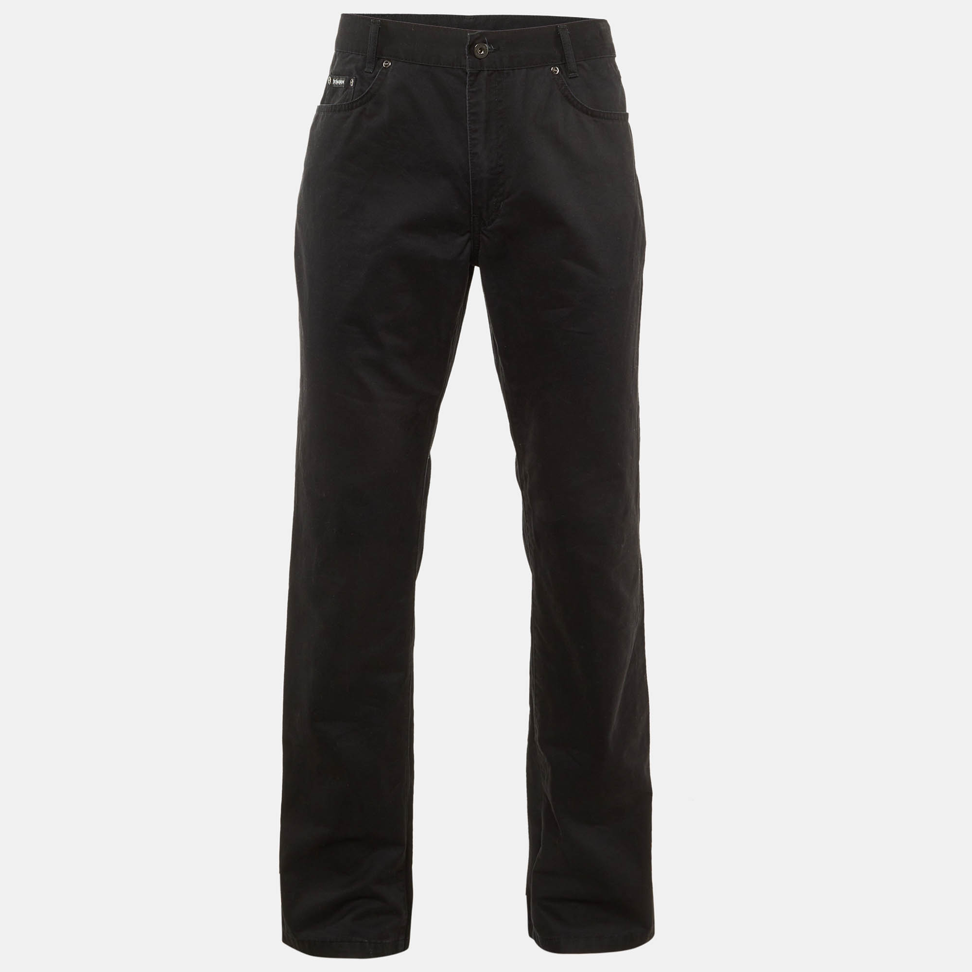 Pre-owned Saint Laurent Pour Homme Black Cotton Regular Fit Pants L