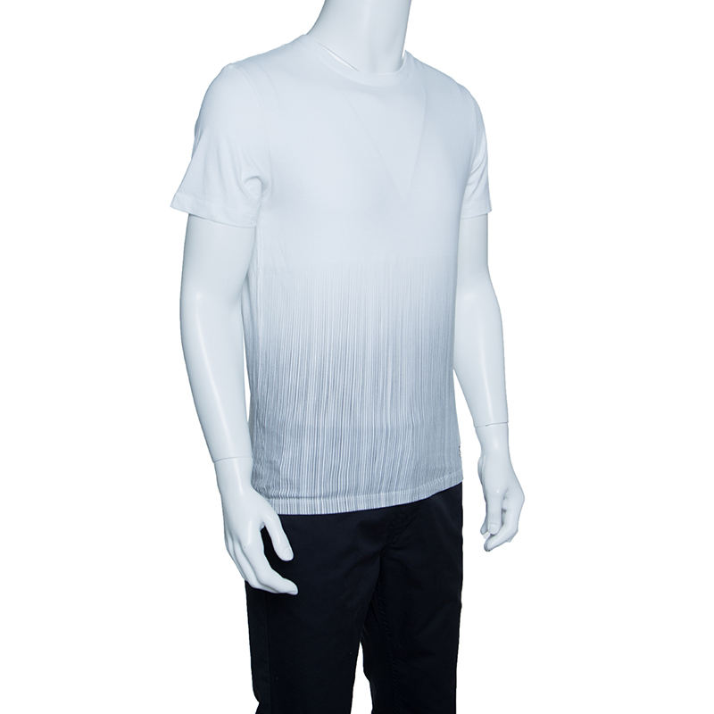 

Yves Saint Laurent Paris Off White Vertical Striped Detail Short Sleeve T-Shirt