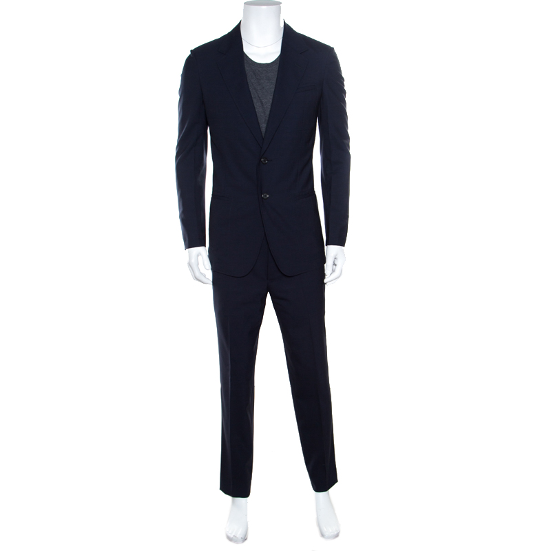 Yves Saint Laurent Navy Blue Wool Tailored Suit M
