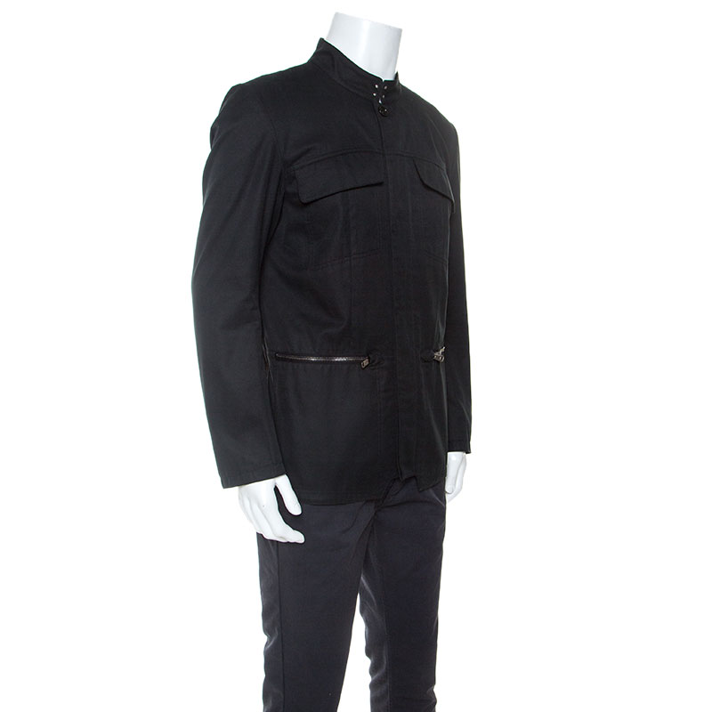 

Yves Saint Laurent Paris Black Cotton Twill Utility Jacket