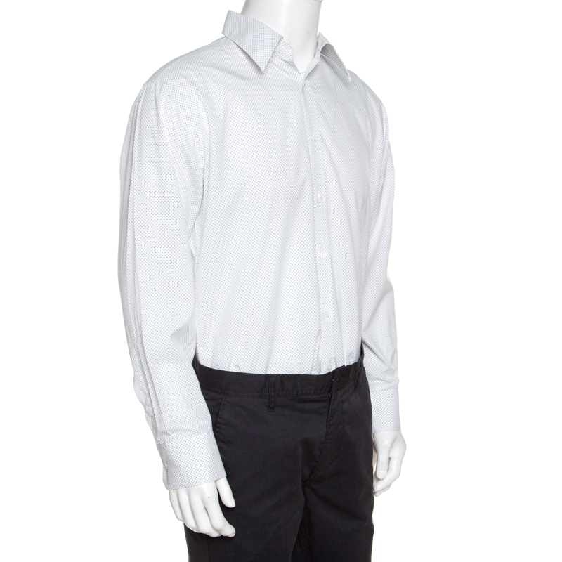 

Yves Saint Laurent Monochrome Micro Polka Dot Cotton Shirt, White