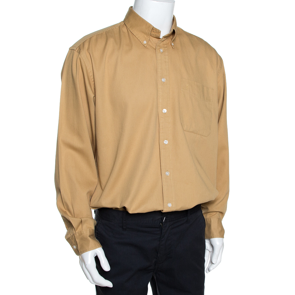 

Yves Saint Laurent Mustard Yellow Cotton Twill Long Sleeve Shirt