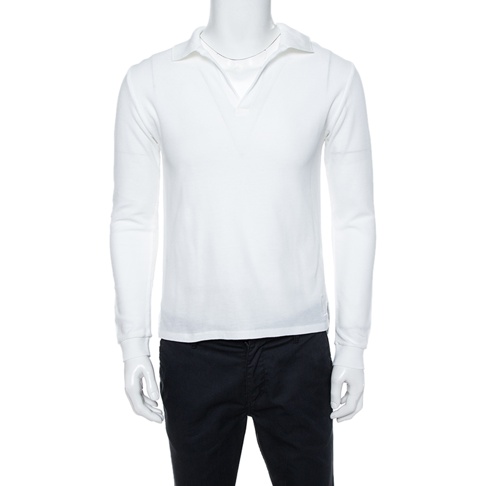 

Yves Saint Laurent White Cotton Long Sleeve Polo T-Shirt