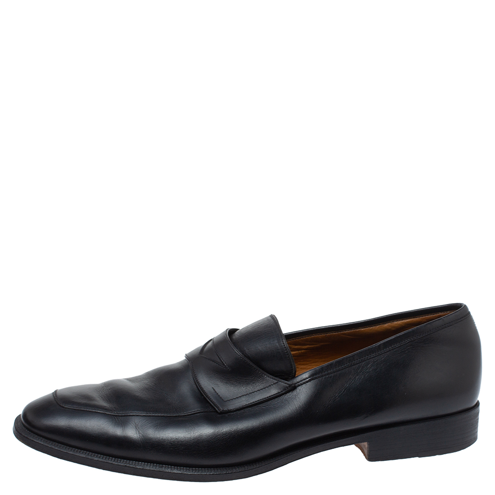 

Yves Saint Laurent Black Leather Penny Loafers Size