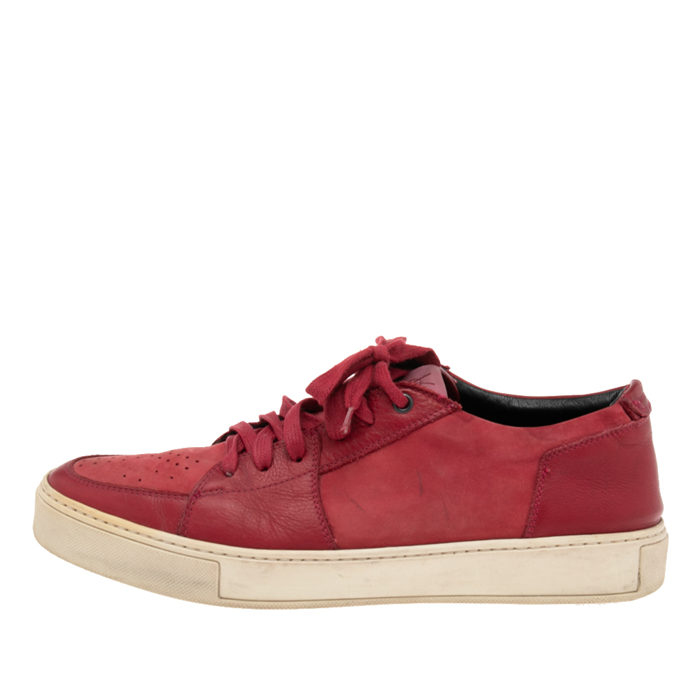 

Saint Laurent Red Suede And Leather Low Top Sneakers