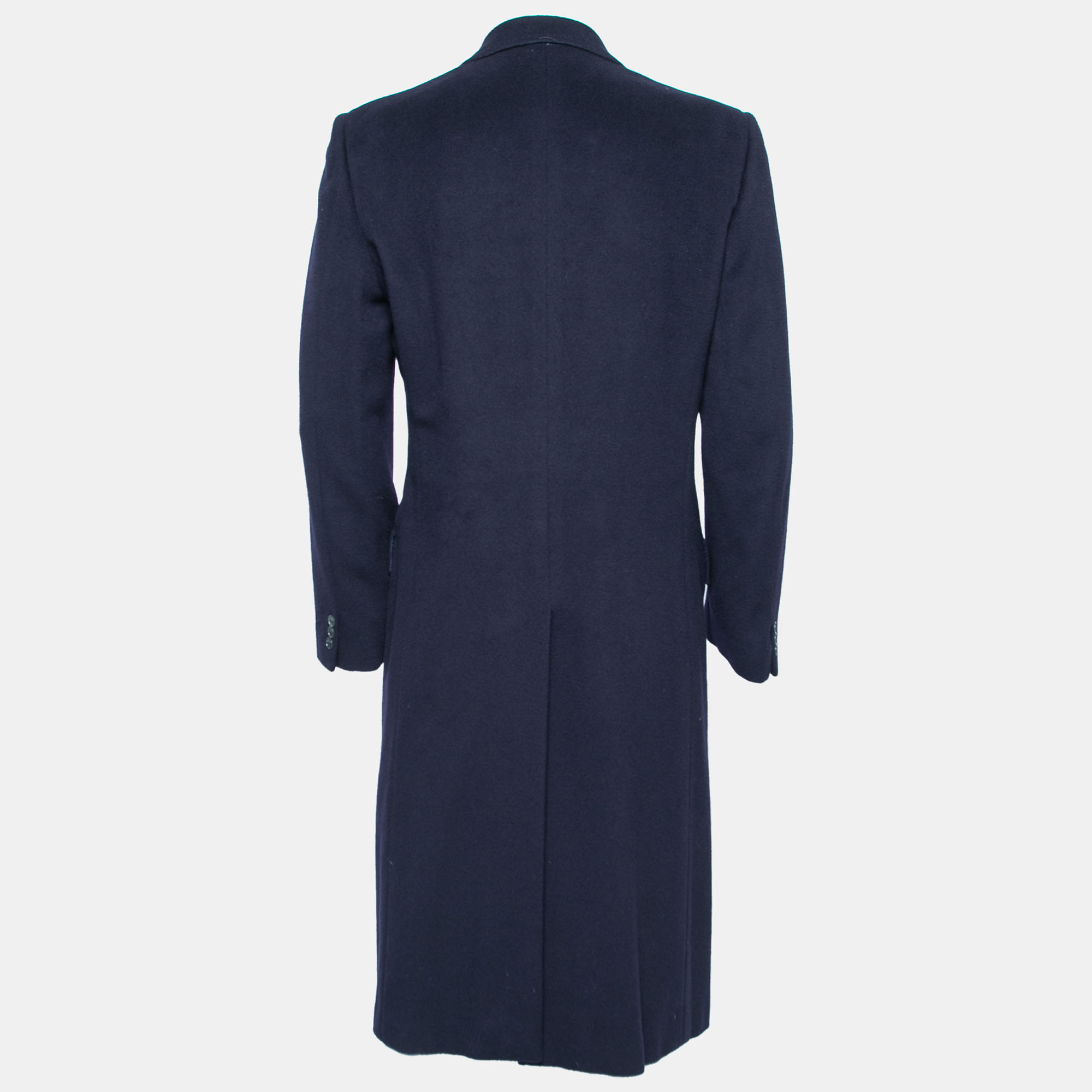 

Saint Laurent Rive Gauche Vintage Navy Blue Cashmere Concealed Button Coat