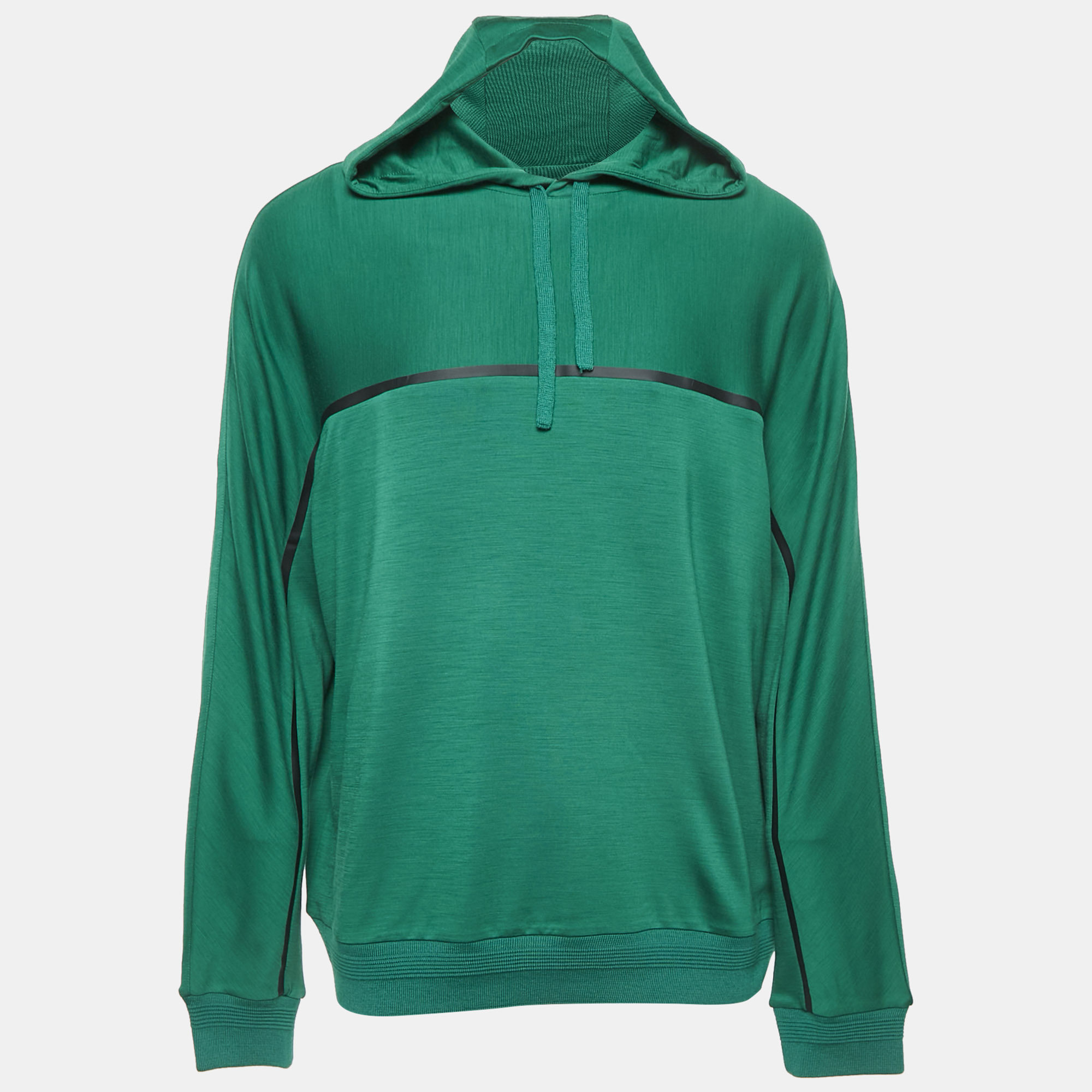 

Z Zegna Techmerino Green Wool Jersey Hooded Sweatshirt XL