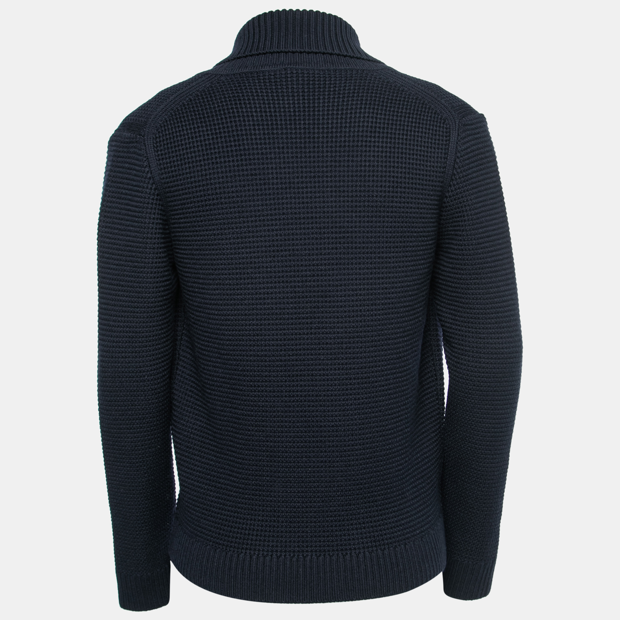 

Z Zegna Navy Blue Wool Knitted Double-Breasted Cardigan