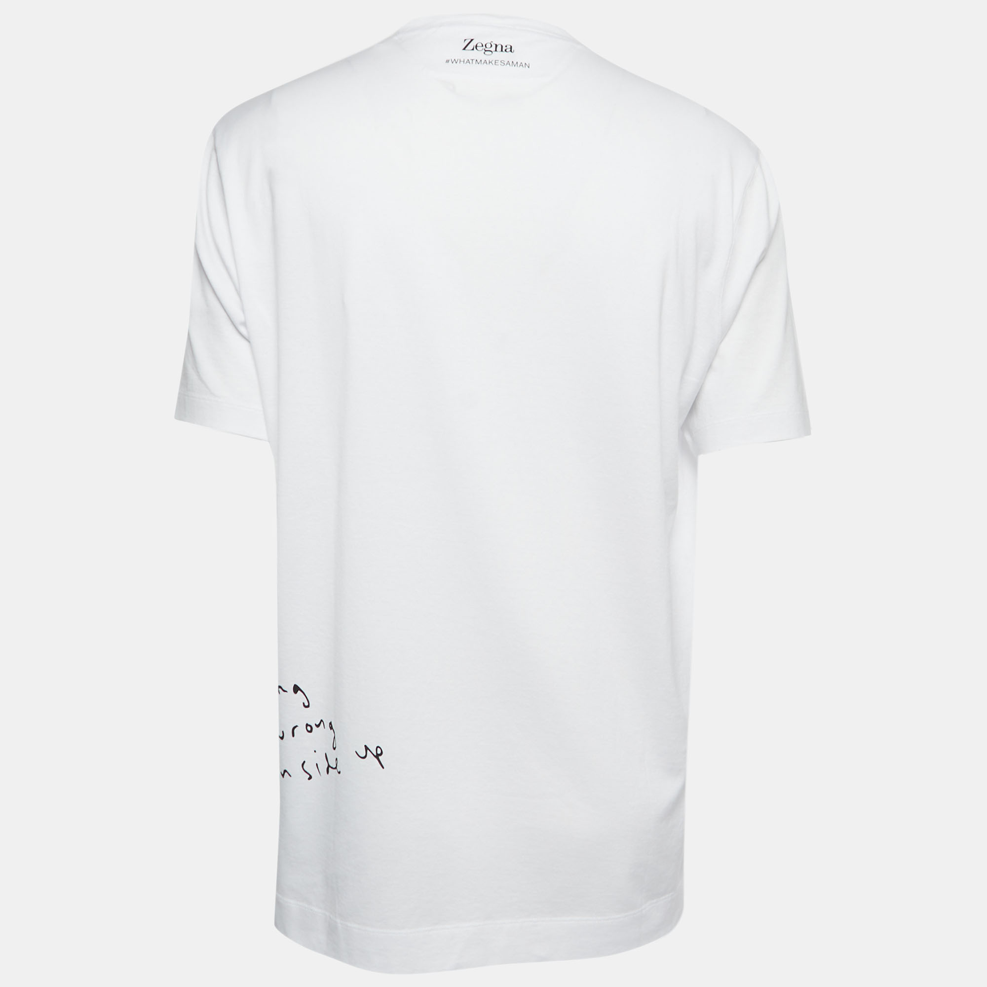 

Z Zegna White Cotton 'Love Makes A Man' Print T-Shirt