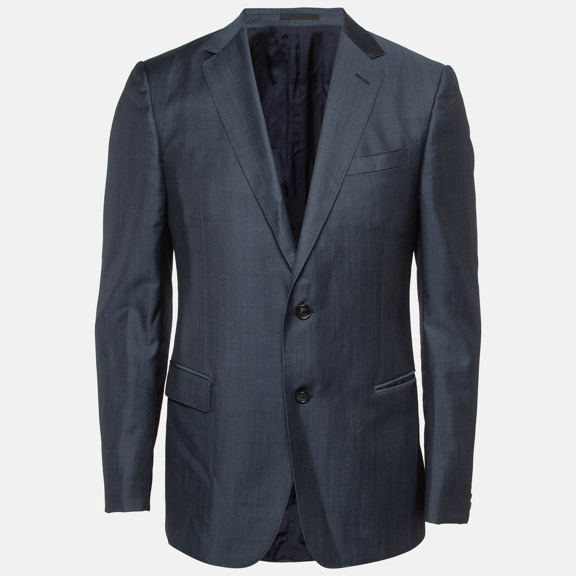 

Z Zegna Blue Wool Blend Single Breasted Blazer L