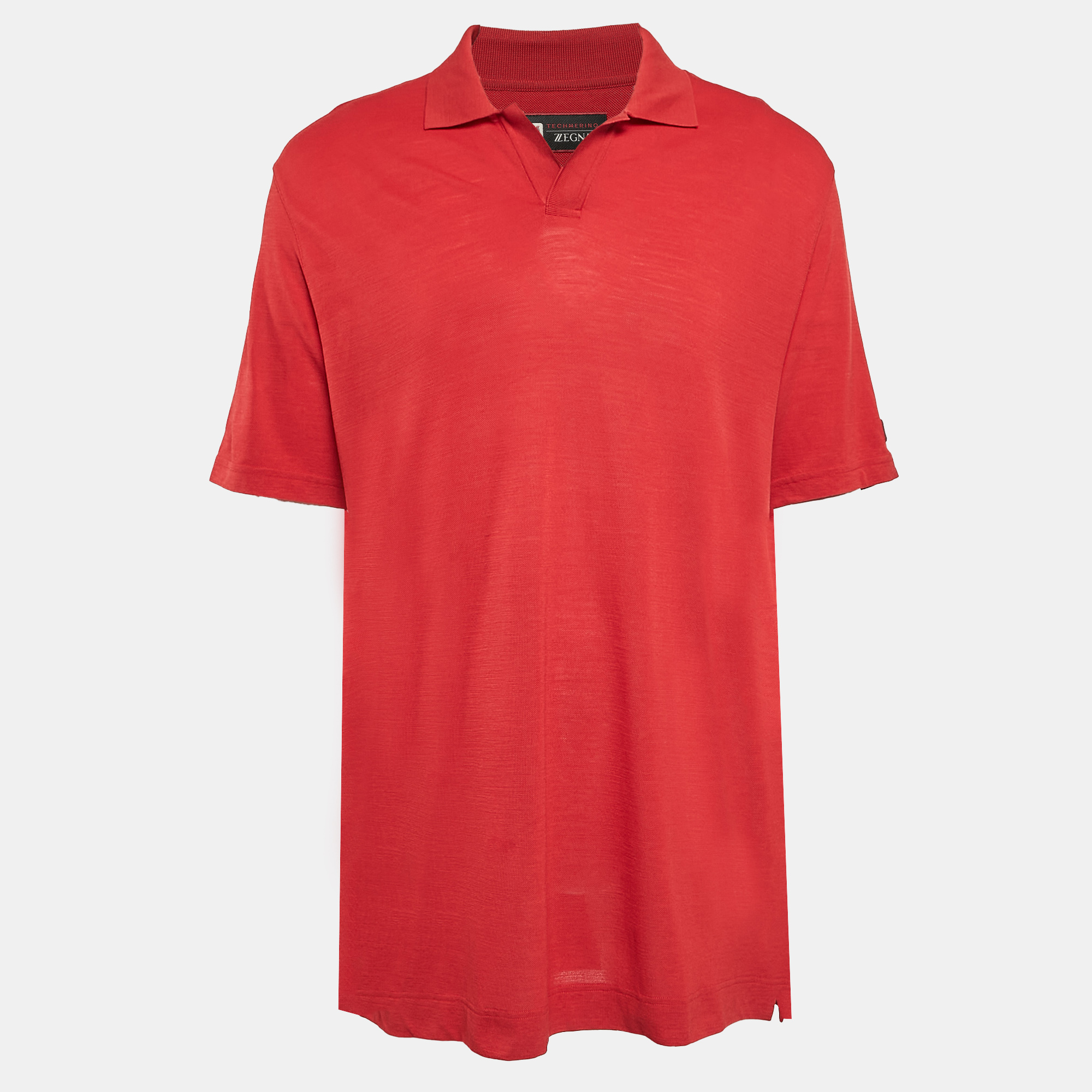 

Z Zegna Red Pique Wool Techmerino Polo T-Shirt M