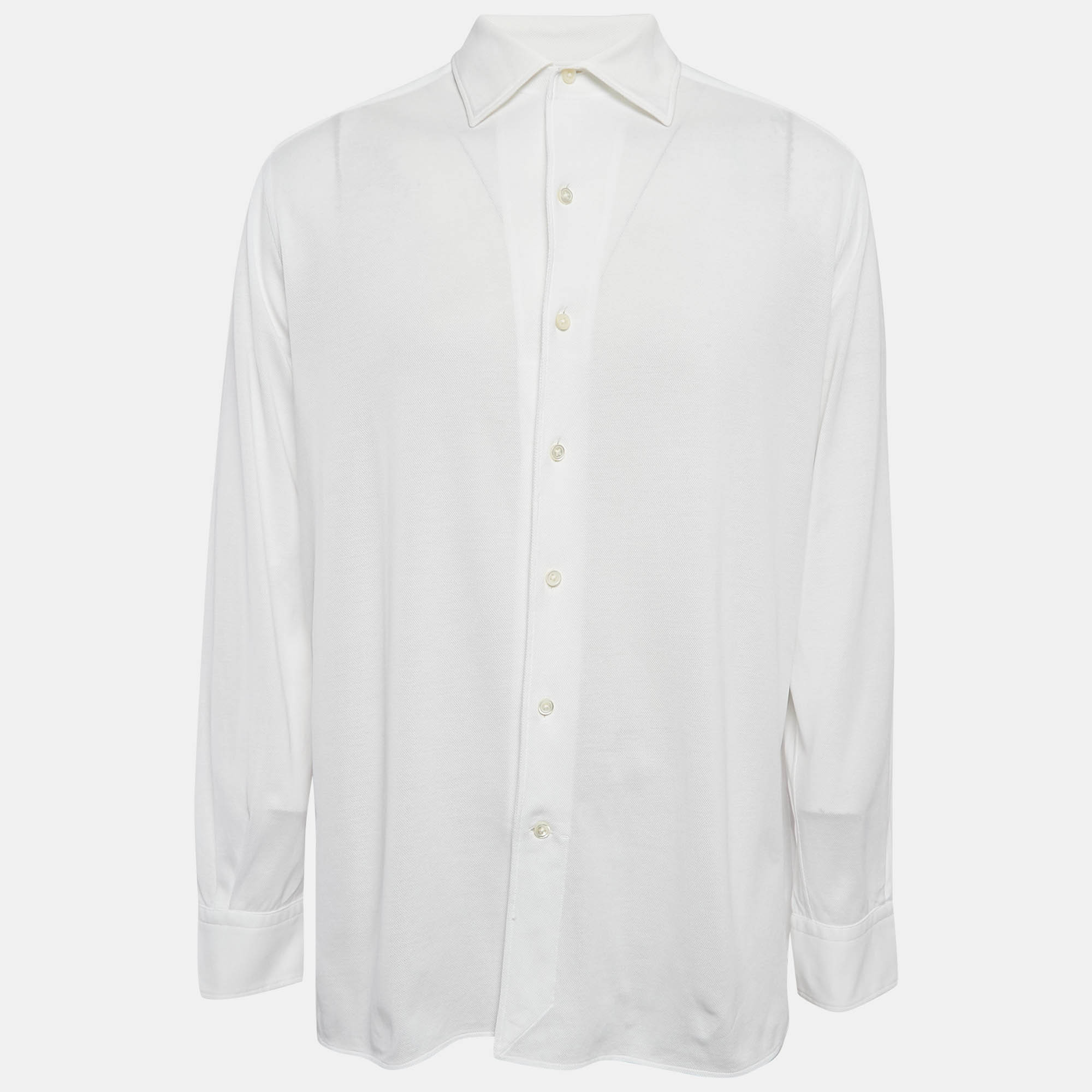 

Z Zegna White Textured Cotton Long Sleeve Shirt XXL