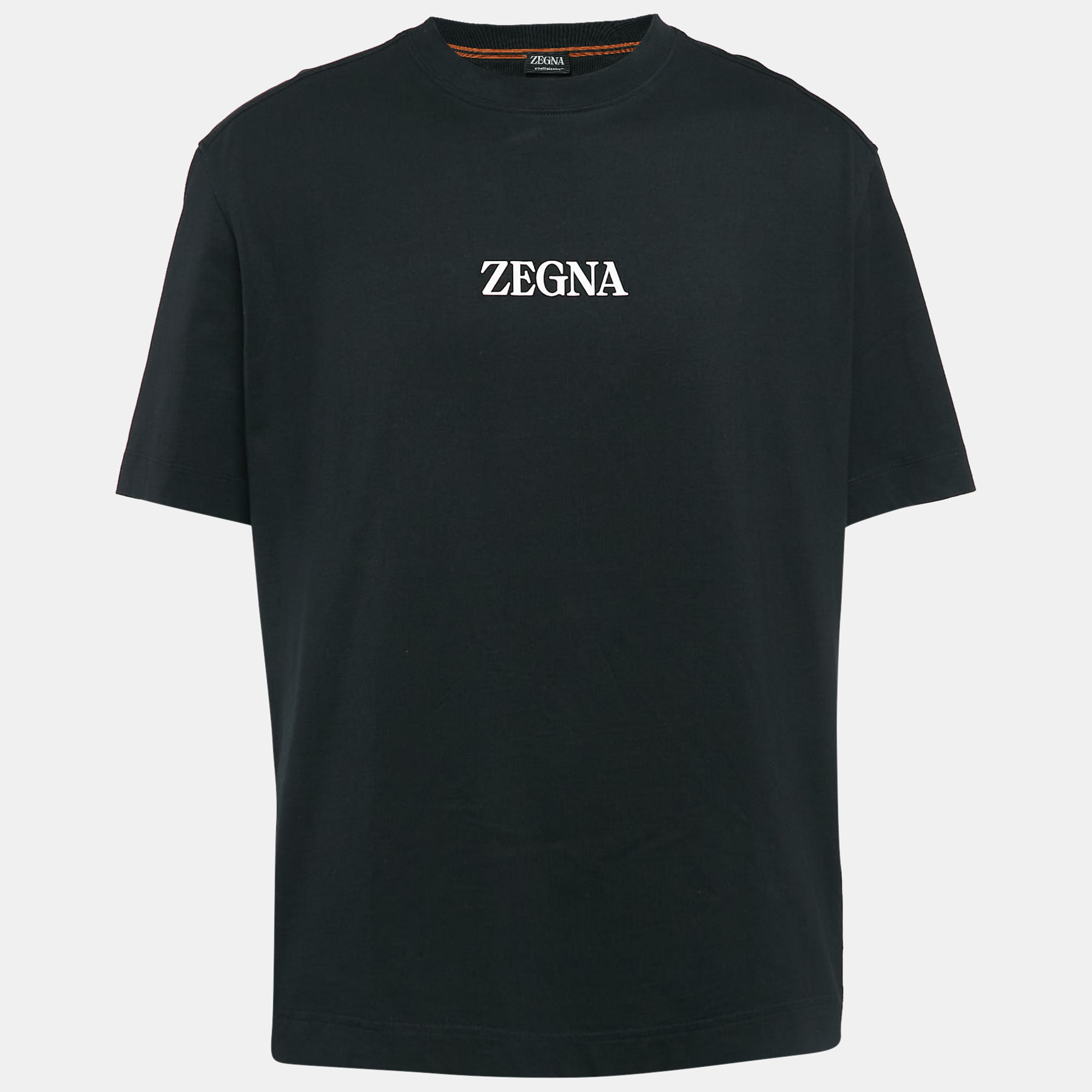 

Zegna Black Logo Print Jersey Crew Neck -Shirt XXL