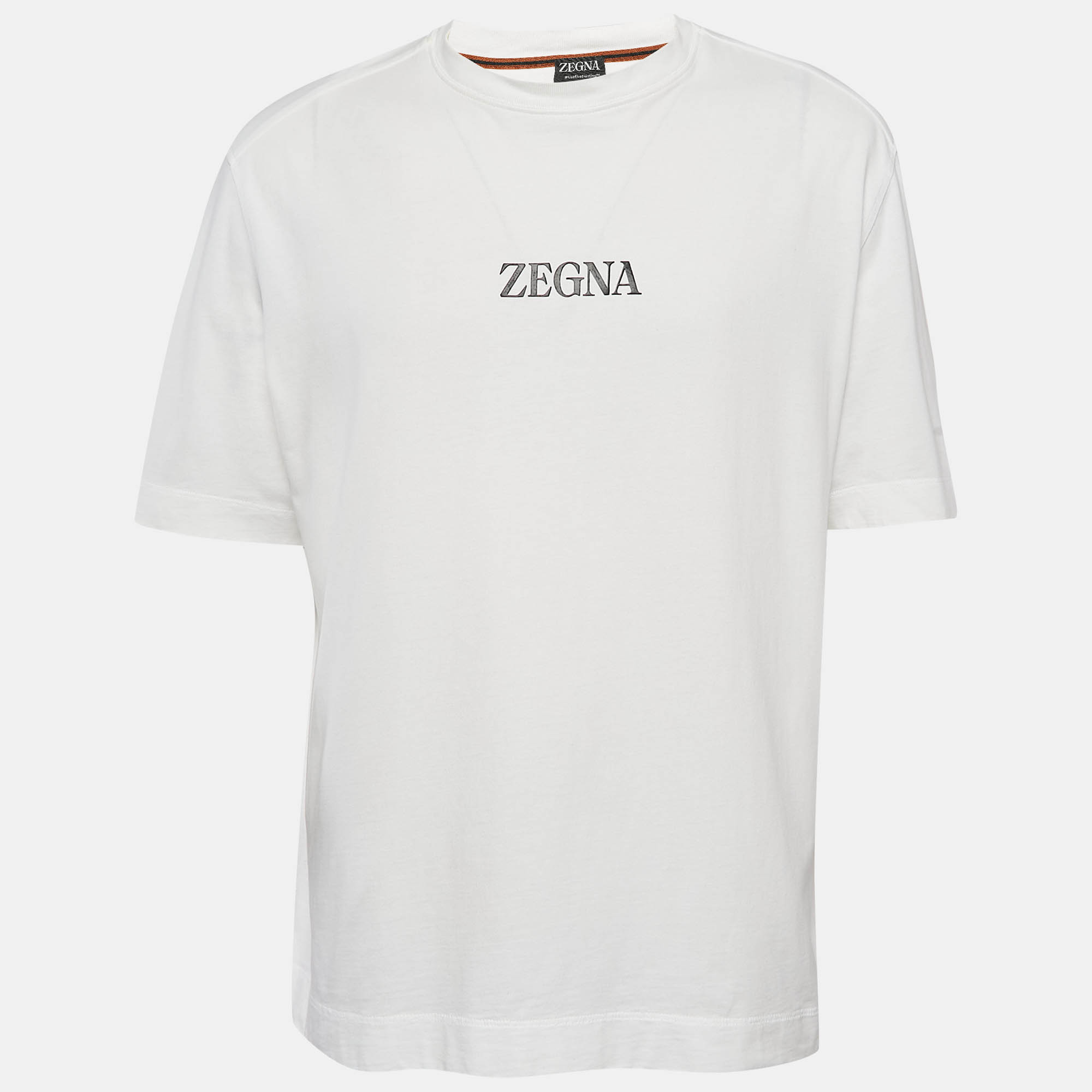 

Z Zegna White Logo Print Cotton Crew Neck T-Shirt XXL