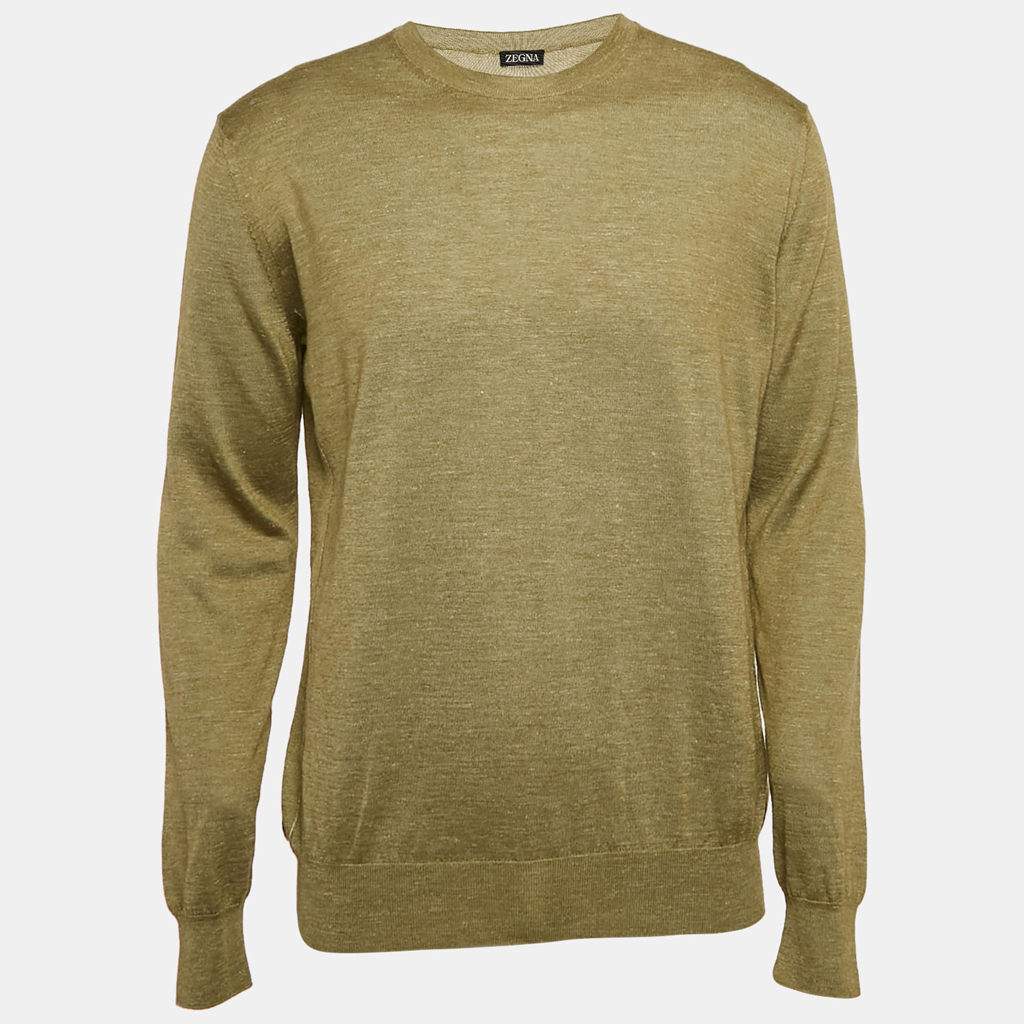 

Z Zegna Green Silk Blend Knit Crew Neck Jumper L