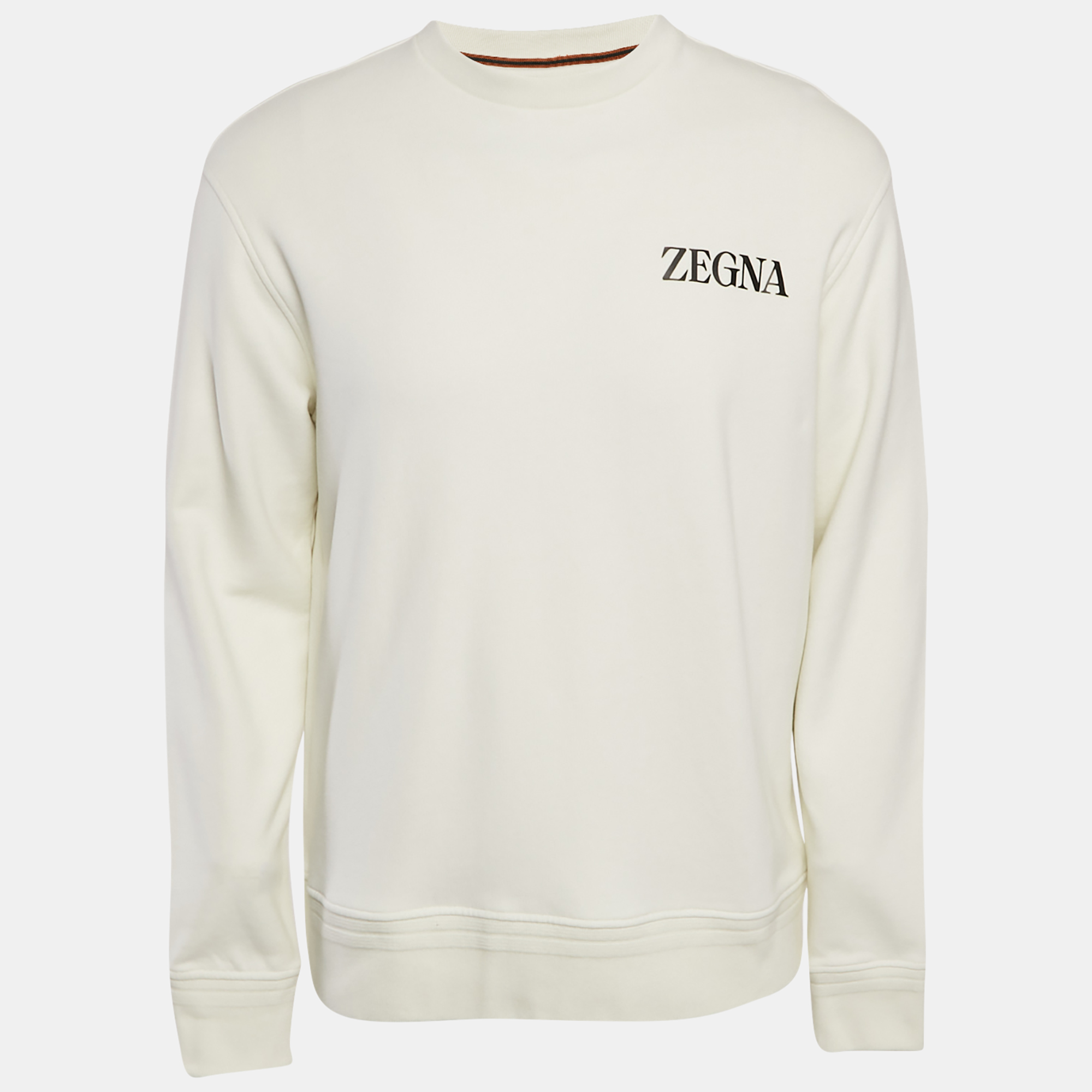 

Zegna Off-White Logo Print Cotton Knit Jumper M