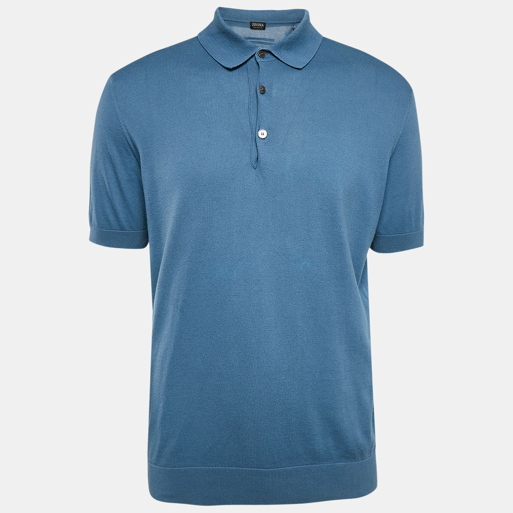 

Z Zegna Blue Cotton Half Sleeve Polo T-Shirt L