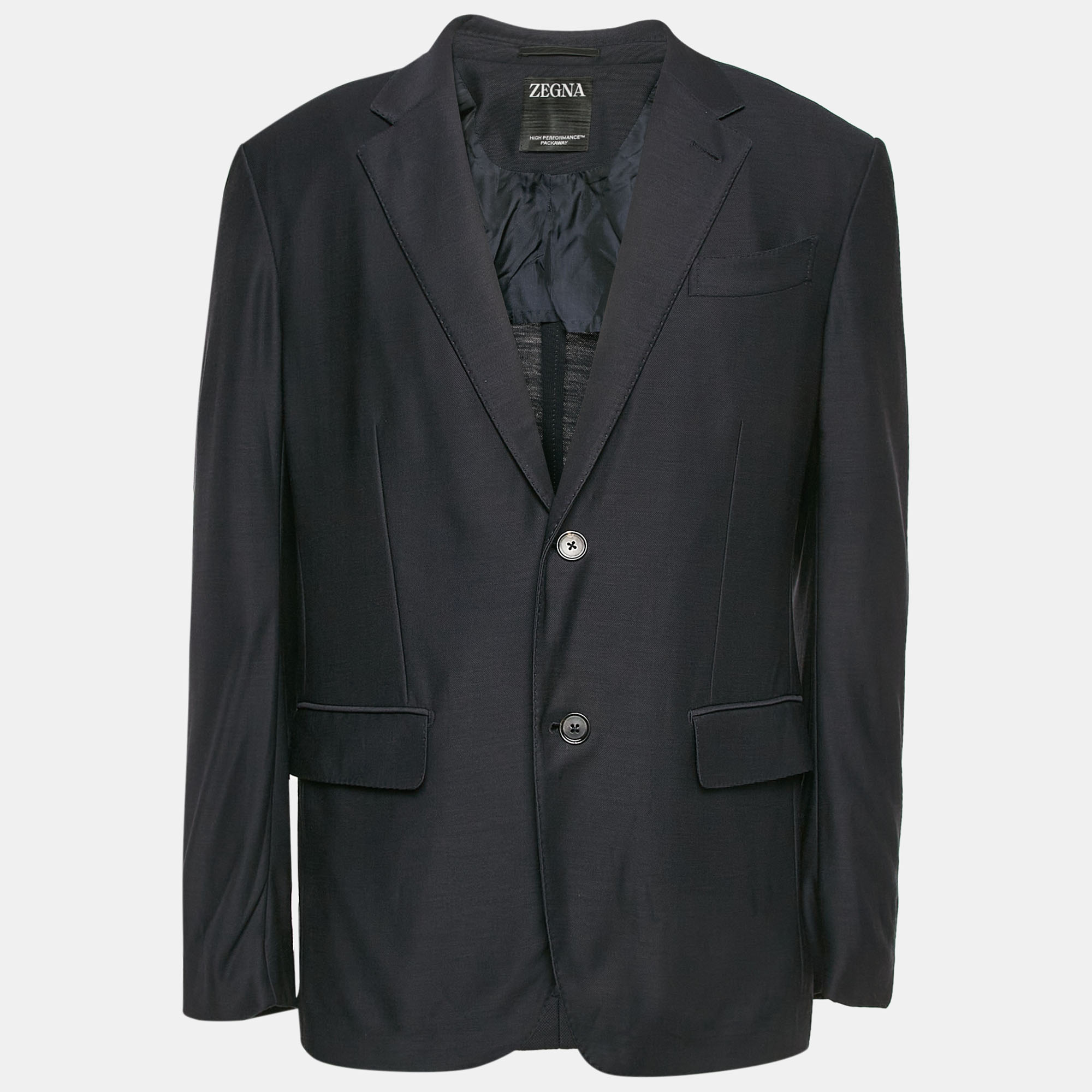 

Zegna Navy Blue Wool Single Breasted Blazer L