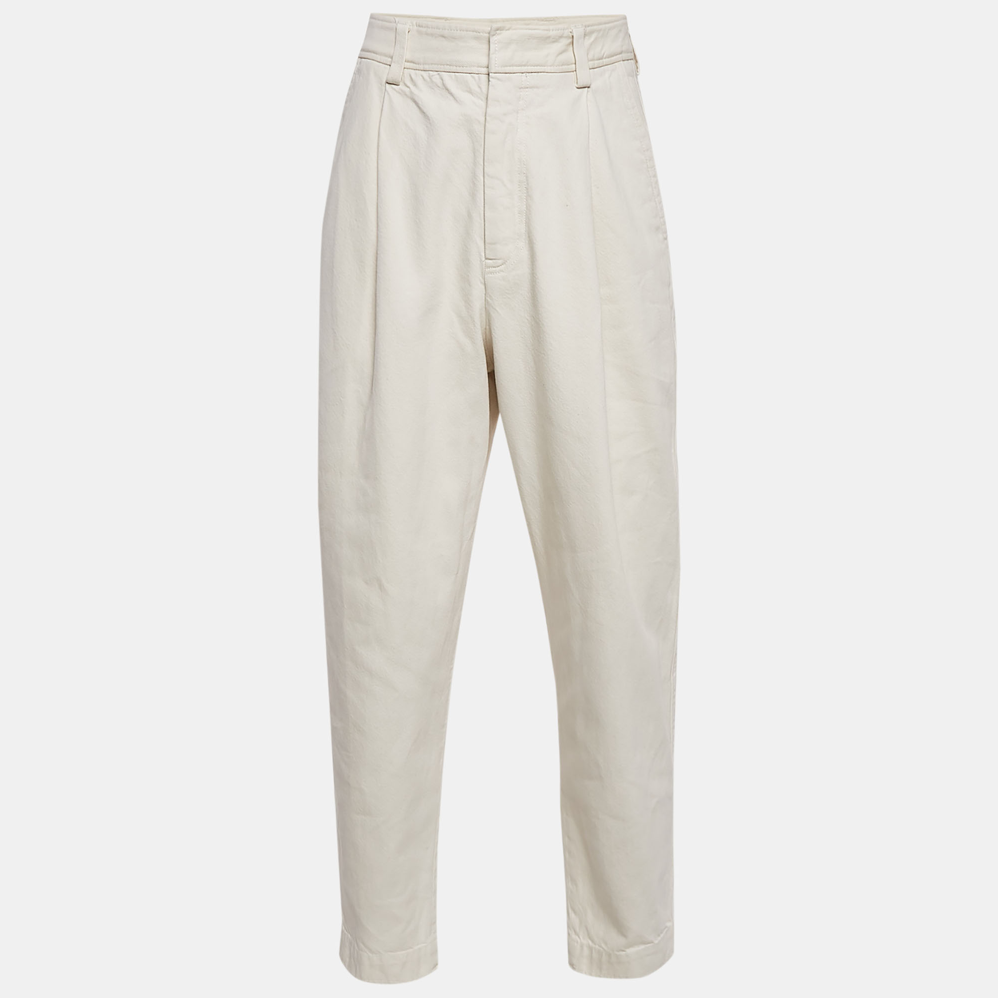 

Zegna Off-White Gabardine Cotton Pleated Pants M