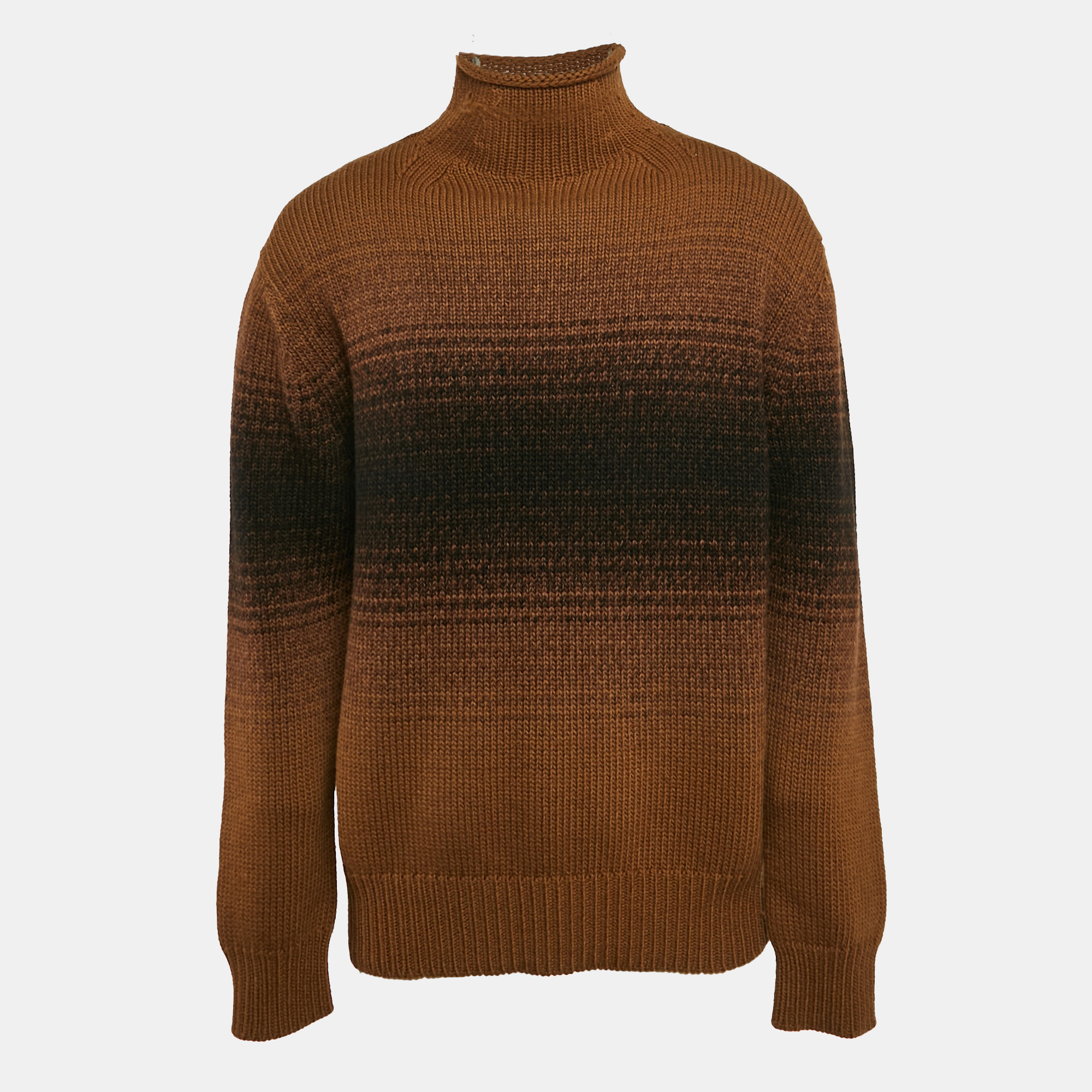 

Zegna Brown Gradient Knit High Neck Jumper M