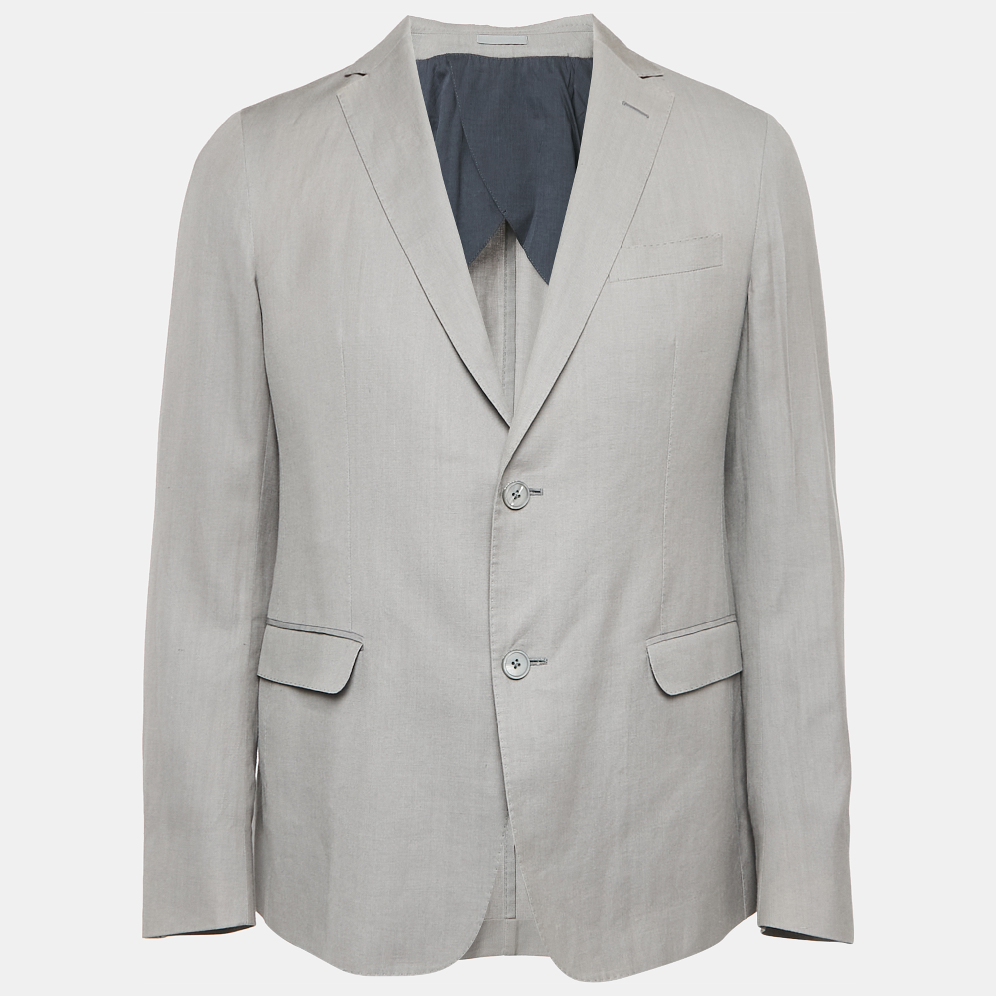 

Z Zegna Grey Ramie and Linen Single Breasted Blazer L