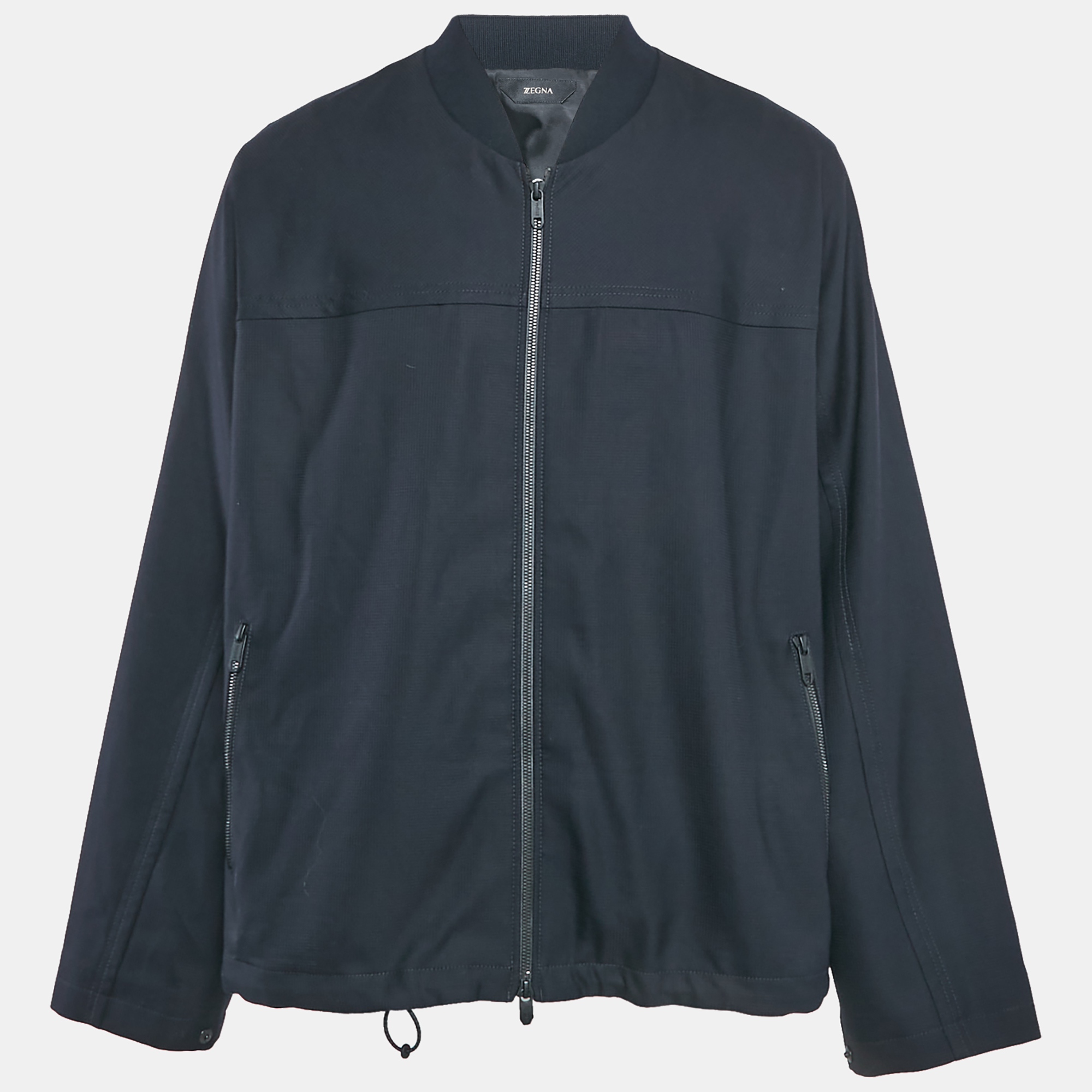 

Z Zegna Navy Blue Wool Zip-Up Jacket Techmerino Jacket XXXL