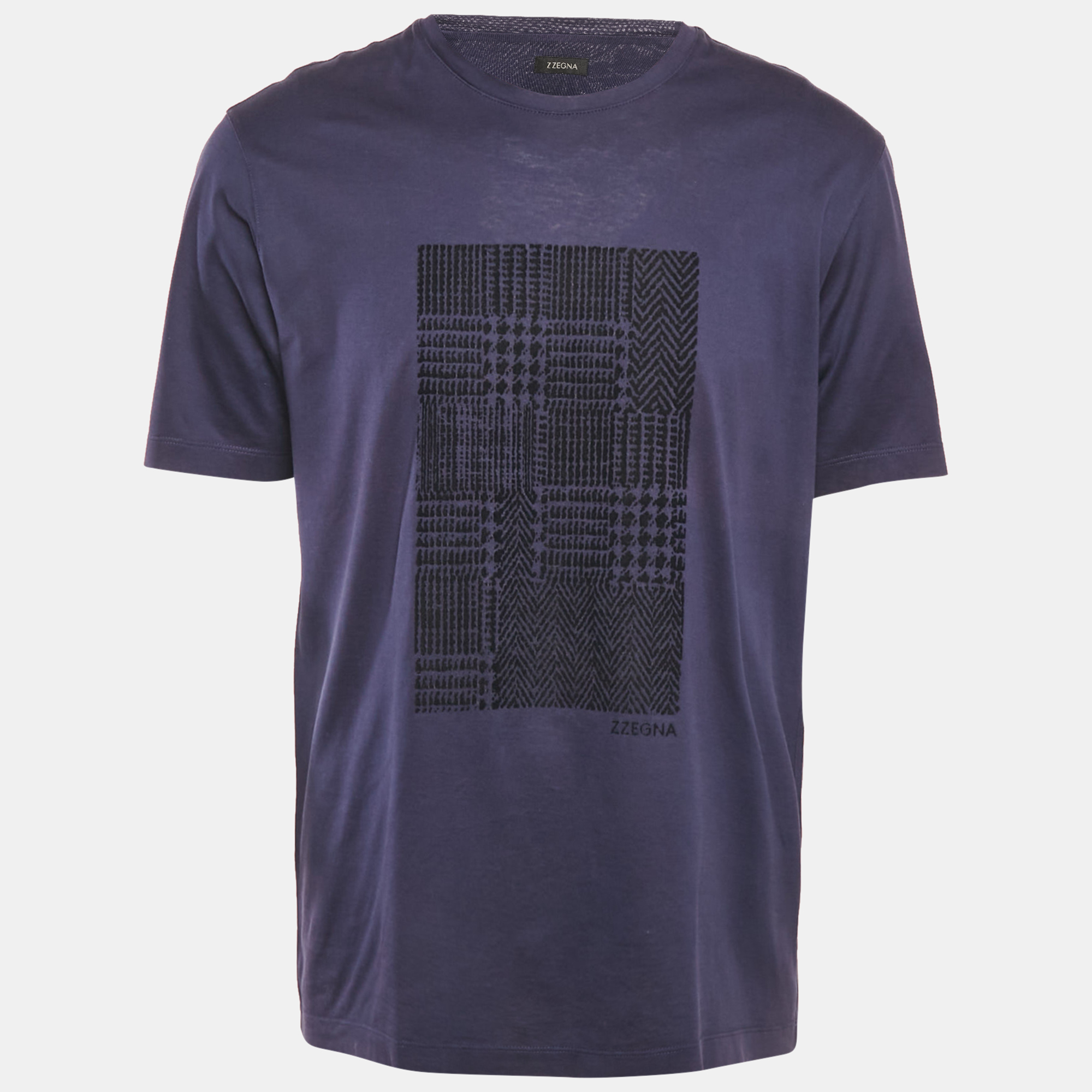

Z Zegna Blue Velvet Flocked Jersey T-Shirt L, Navy blue