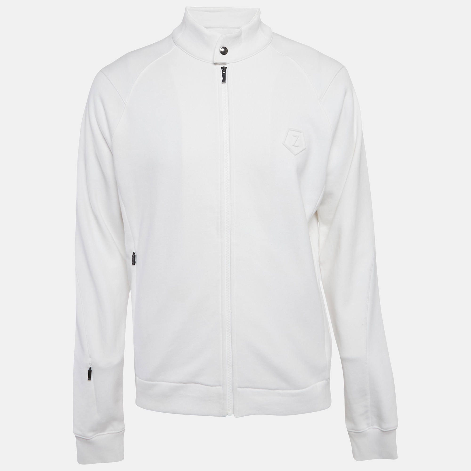 

Z Zegna White Cotton Zip-Up Sweatshirt L