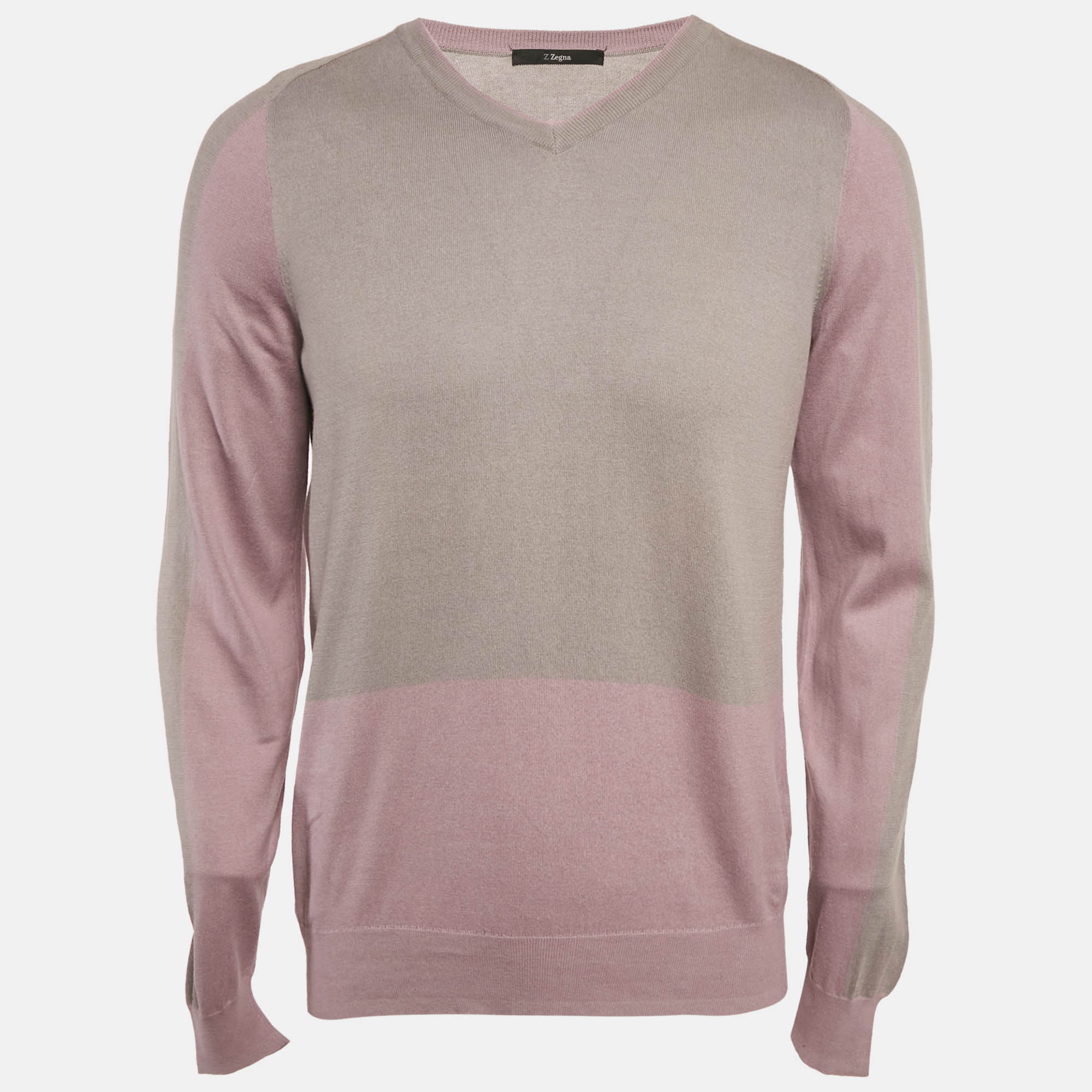 

Z Zegna Purple/Grey Cotton Knit Crewneck Sweatshirt L