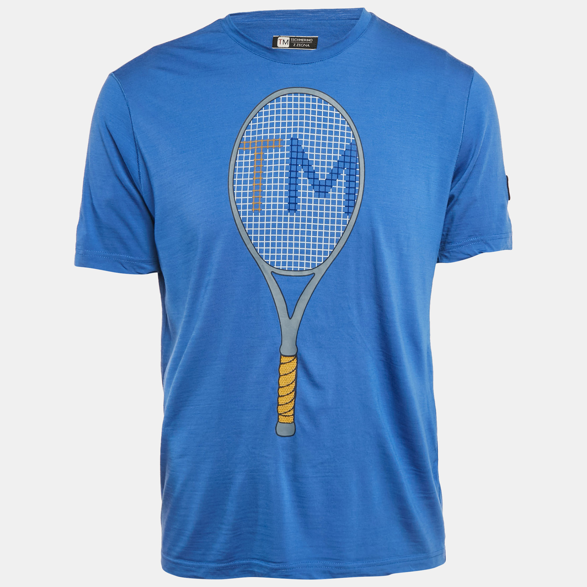 

Z Zegna Techmerino Blue Racket Print Jersey T-Shirt M