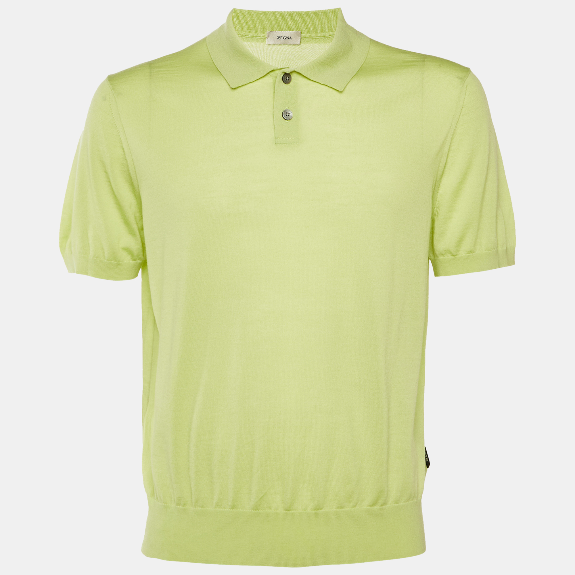 

Z Zegna Lime Yellow Wool Knit Polo T-Shirt L