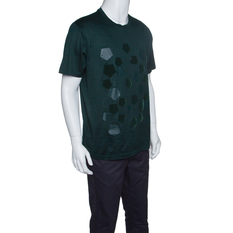 

Z Zegna Green Pentagon Flock Printed Short Sleeve T-Shirt