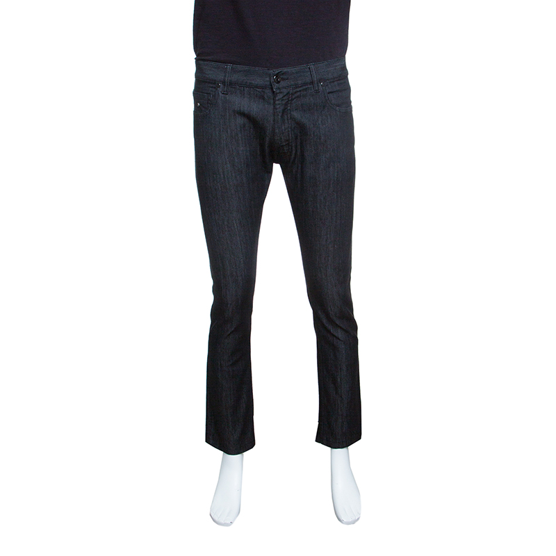 Pre Owned Z Zegna Black Denim Straight Fit Jeans M