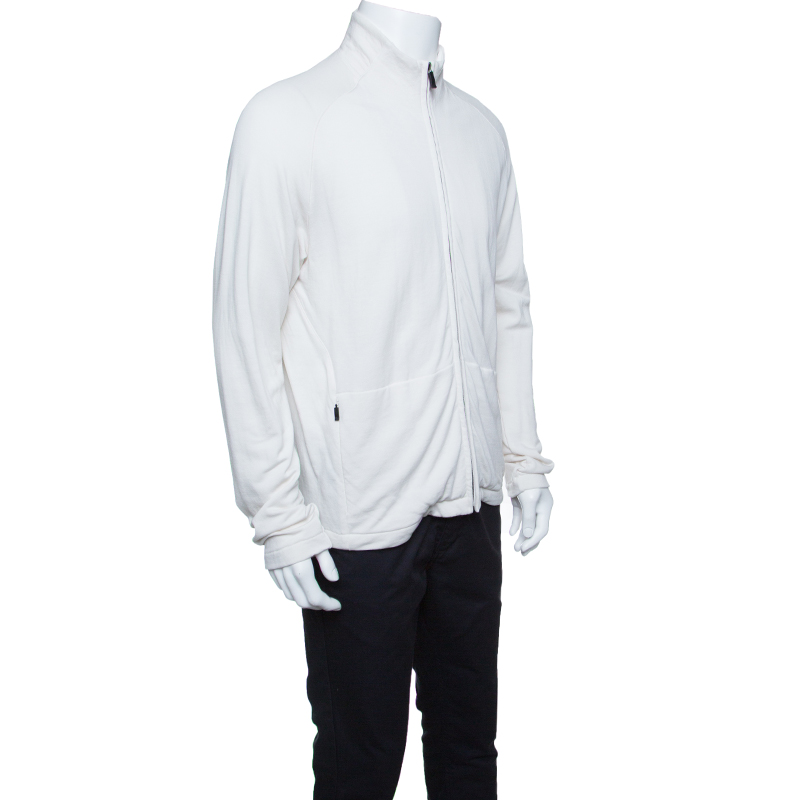 

Z Zegna Techmerino Off White Wool Zip Front Sweatshirt