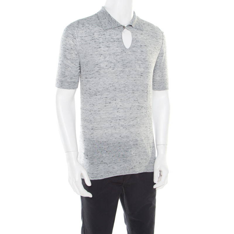 

Z Zegna Grey Marled Keyhole Detail Short Sleeve T-Shirt