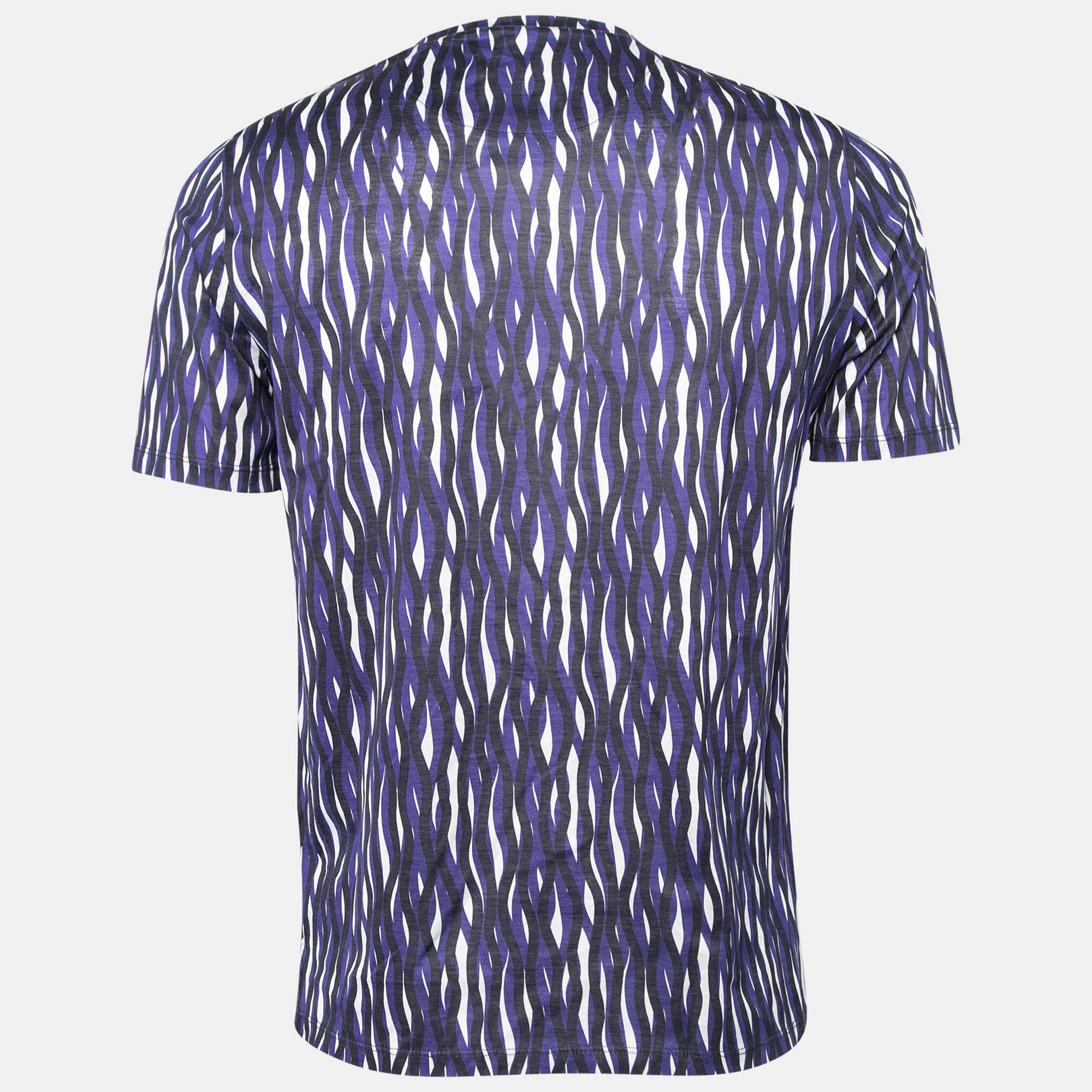 

Z Zegna Purple Printed Cotton Short Sleeve Round Neck T-Shirt