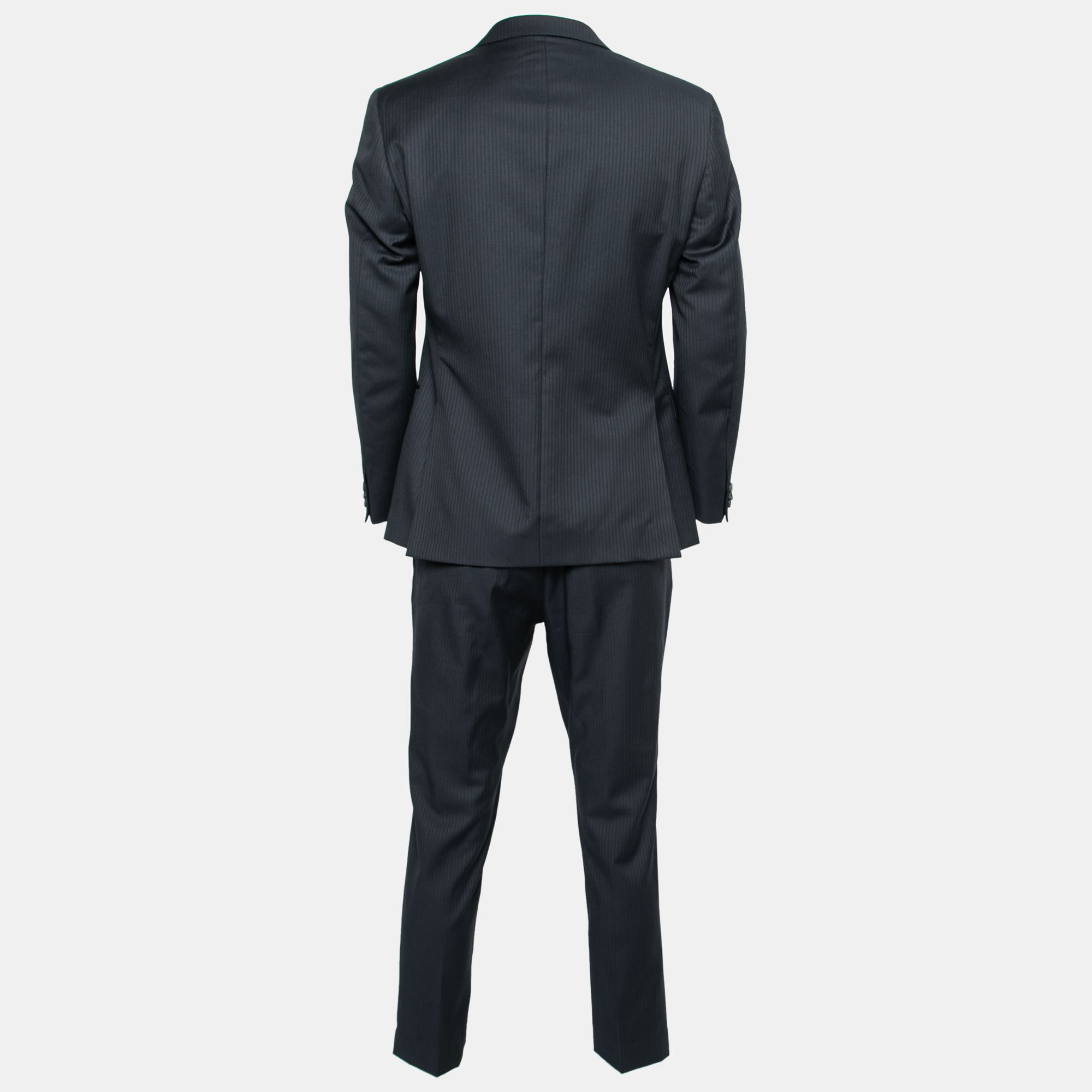 

Z Zegna Navy Blue Striped Wool Regular Fit Suit