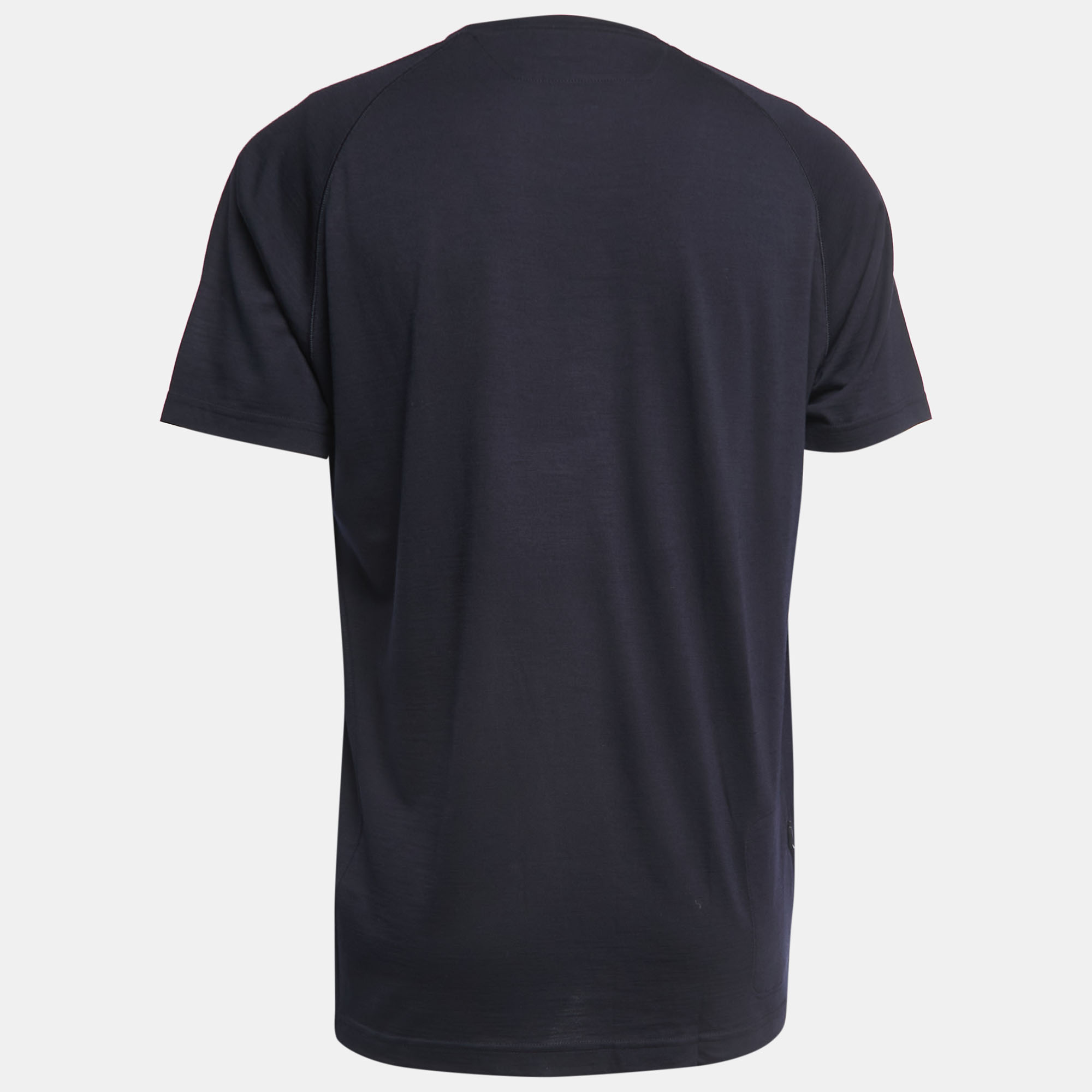 

Zegna Navy Blue Wool Crew Neck Half Sleeve T-Shirt