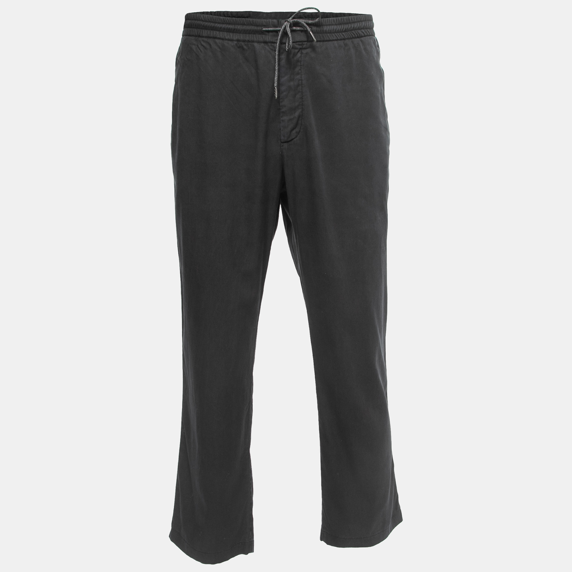 Pre-owned Z Zegna Black Cotton Blend Drawstring Waist Trousers Xxl