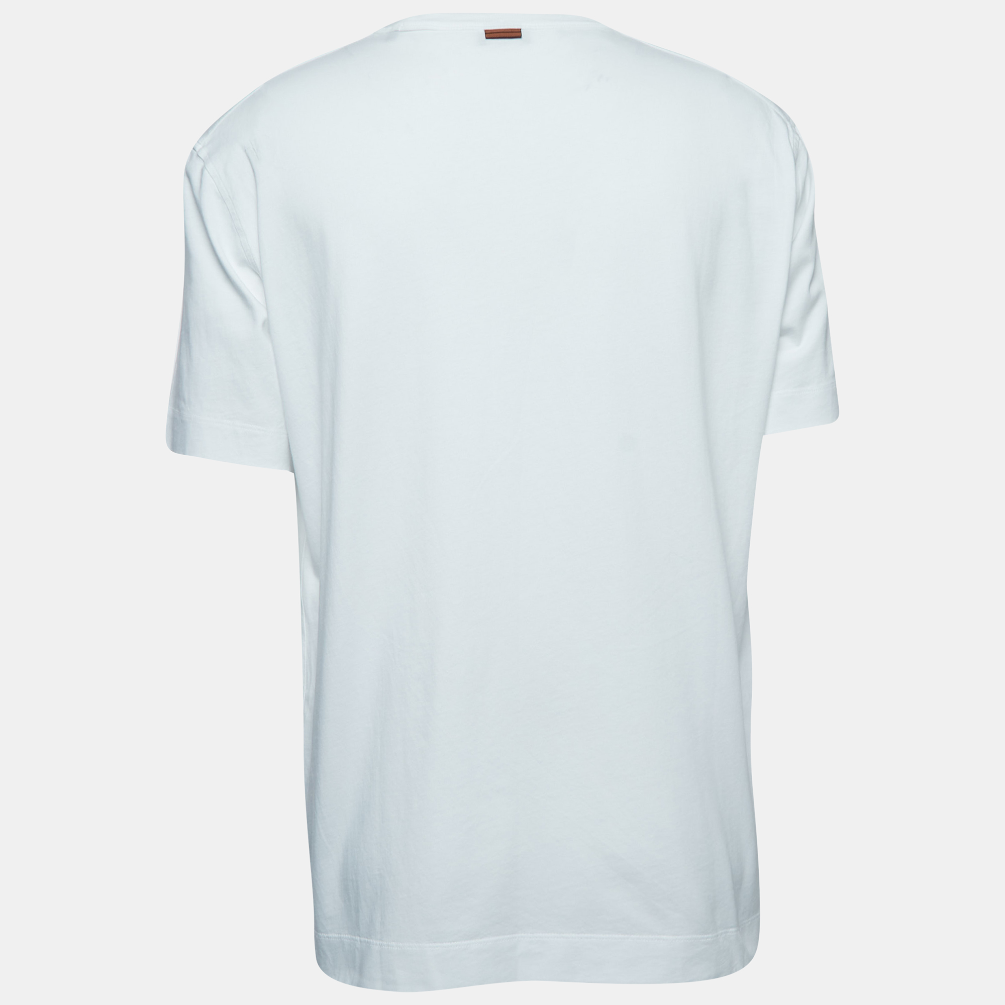 

Z Zegna White Logo Embroidered Cotton Half Sleeve T-Shirt