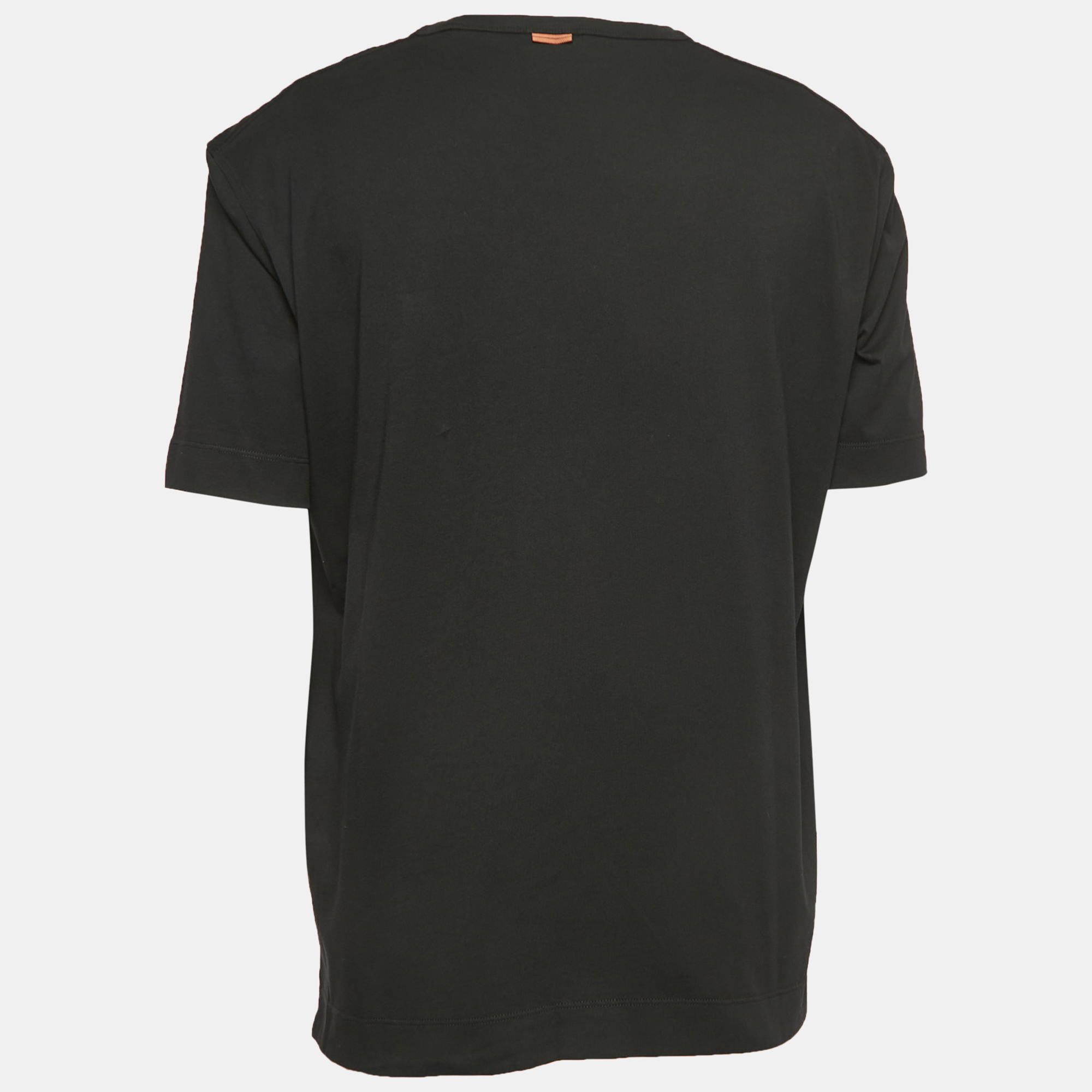 

Z Zegna Black Logo Embroidered Cotton Half Sleeve T-Shirt