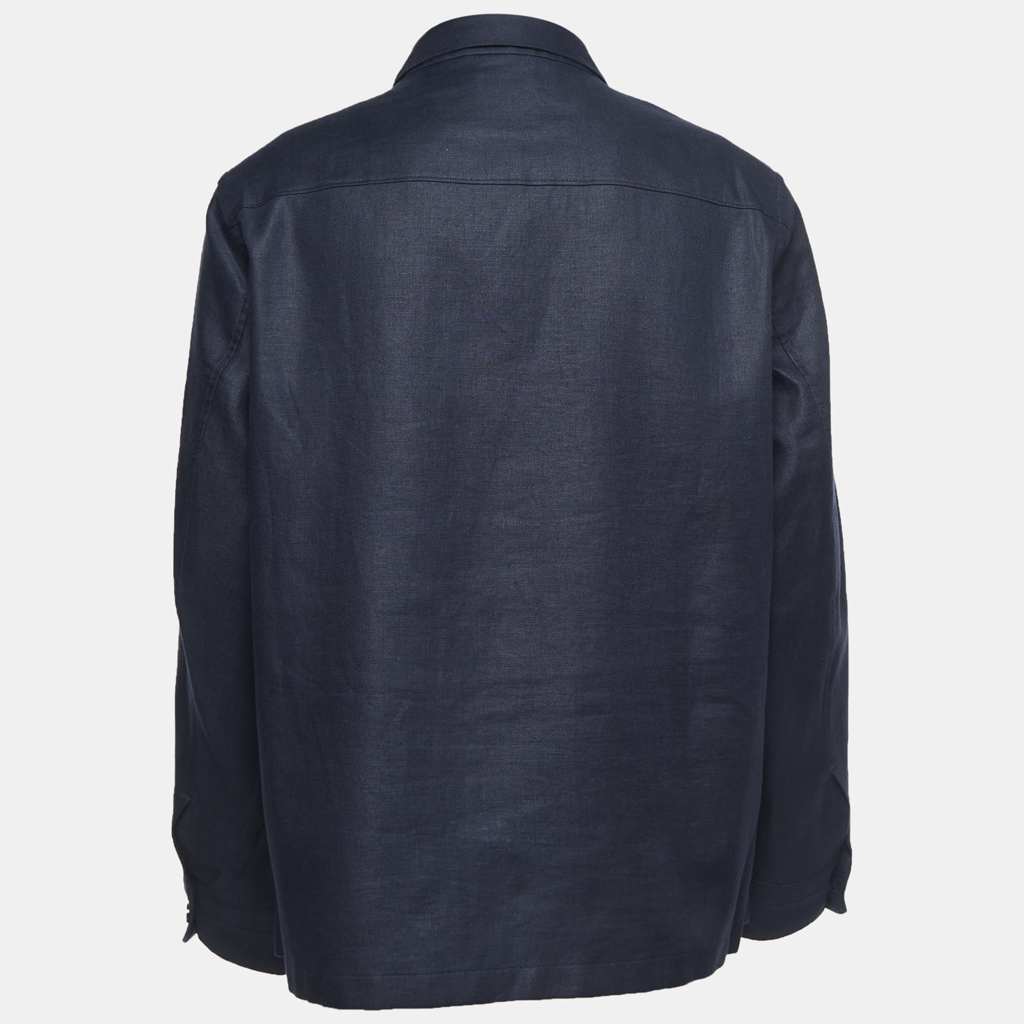 

Zegna Navy Blue Linen Overshirt